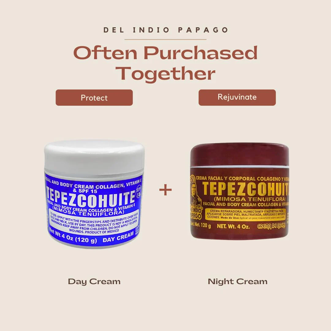 Del Indio Papago Tepezcohuite Night Cream - Tepezcohuite Cream from Mexico - Reduces Wrinkles, Renews Skin, Grease Free - JUMBO SIZE 4 Oz - Image 2