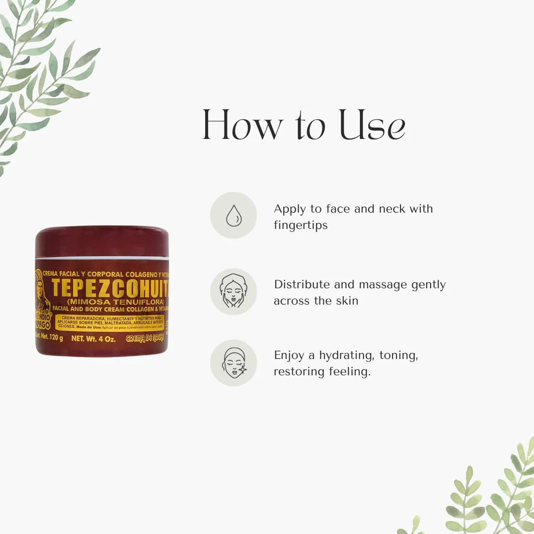 Del Indio Papago Tepezcohuite Night Cream - Tepezcohuite Cream from Mexico - Reduces Wrinkles, Renews Skin, Grease Free - JUMBO SIZE 4 Oz - Image 5