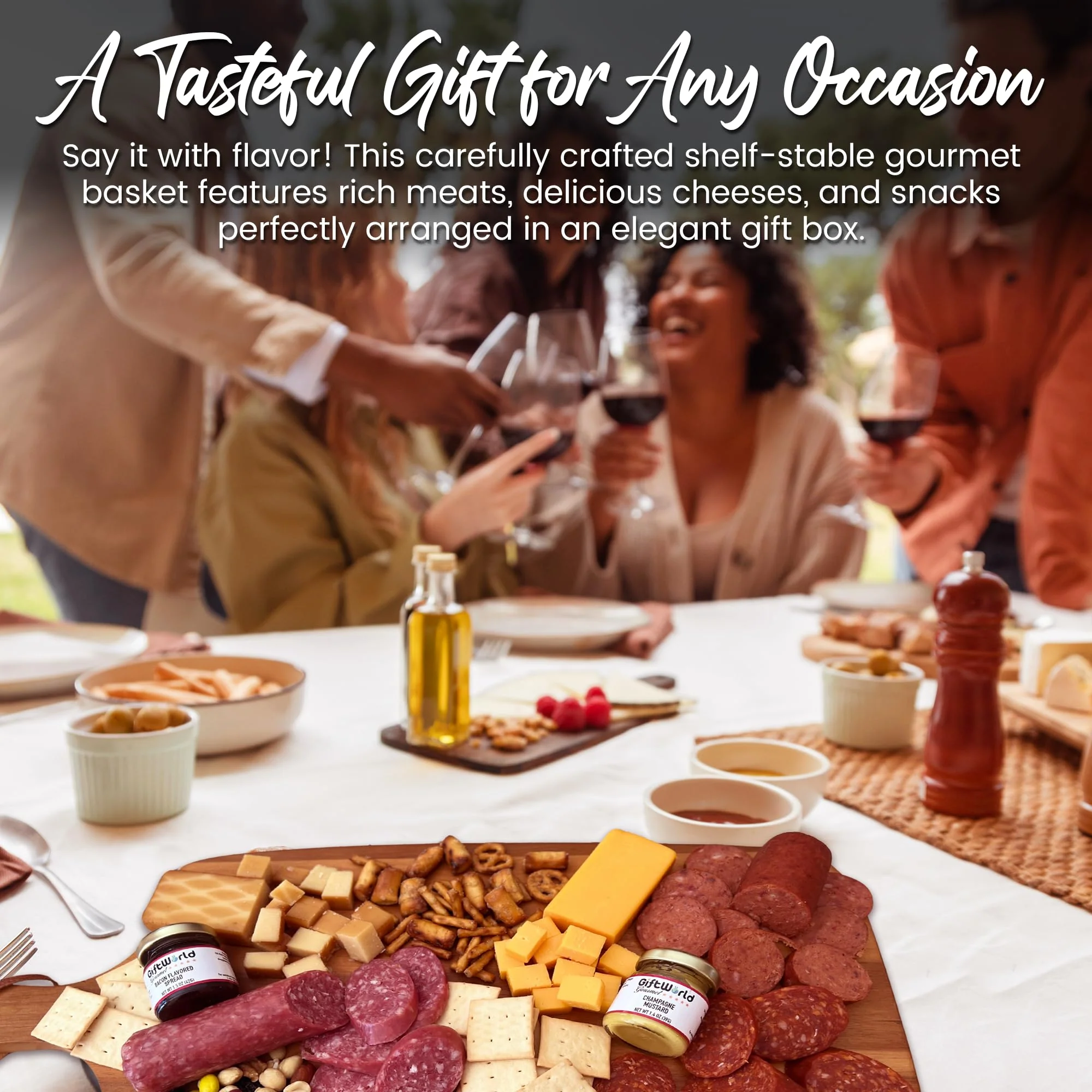 Deluxe Meat and Cheese Gift Basket – Gourmet Charcuterie Assortment Charcuterie Food Items, Meat Cheese Assortment, Food Gifts for Men, Tailgating, Business, Congratulations, Care Packages, Thanksgiving and Christmas Gifts - 11-item Bundle - Image 3