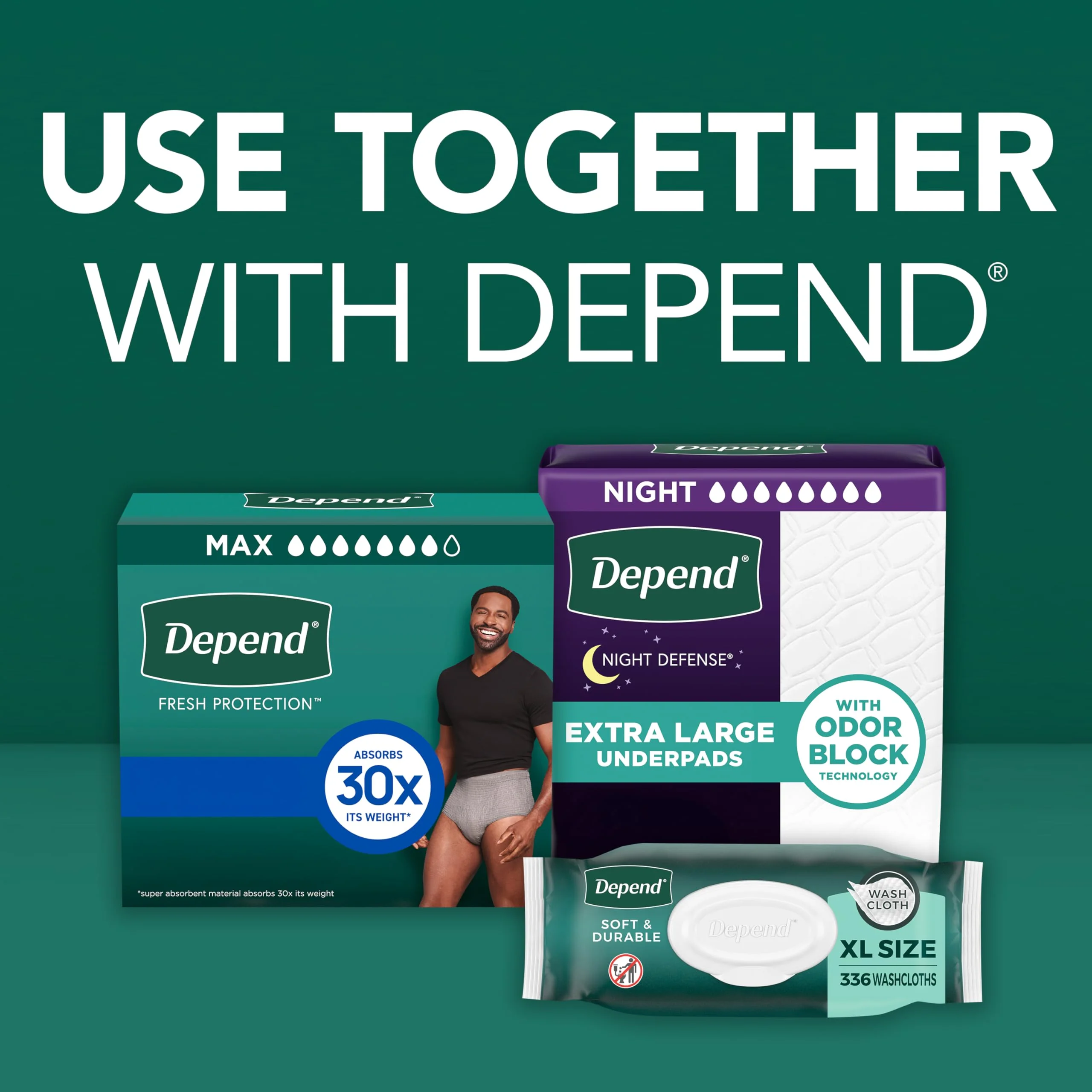 Depend Fresh Protection Adult Diapers, Incontinence Underwear for Men, Disposable, Maximum, Extra-Extra-Large, Grey, 44 Count (2 Packs of 22), Packaging May Vary - Image 2