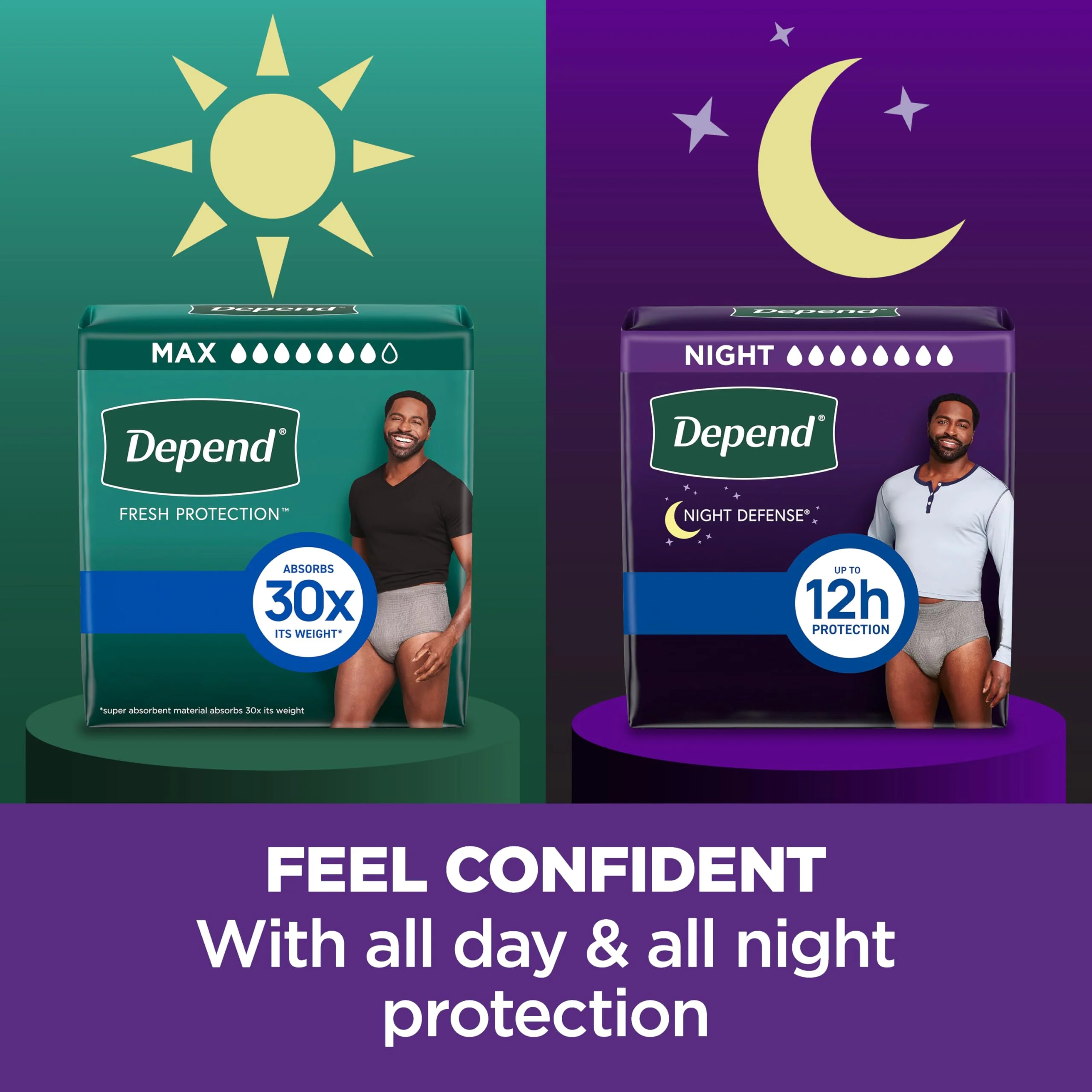 Depend Night Defense Adult Diapers, Incontinence Underwear for Men, Disposable, Overnight, Small/Medium, Grey, 64 Count (4 Packs of 16), Packaging May Vary - Image 4