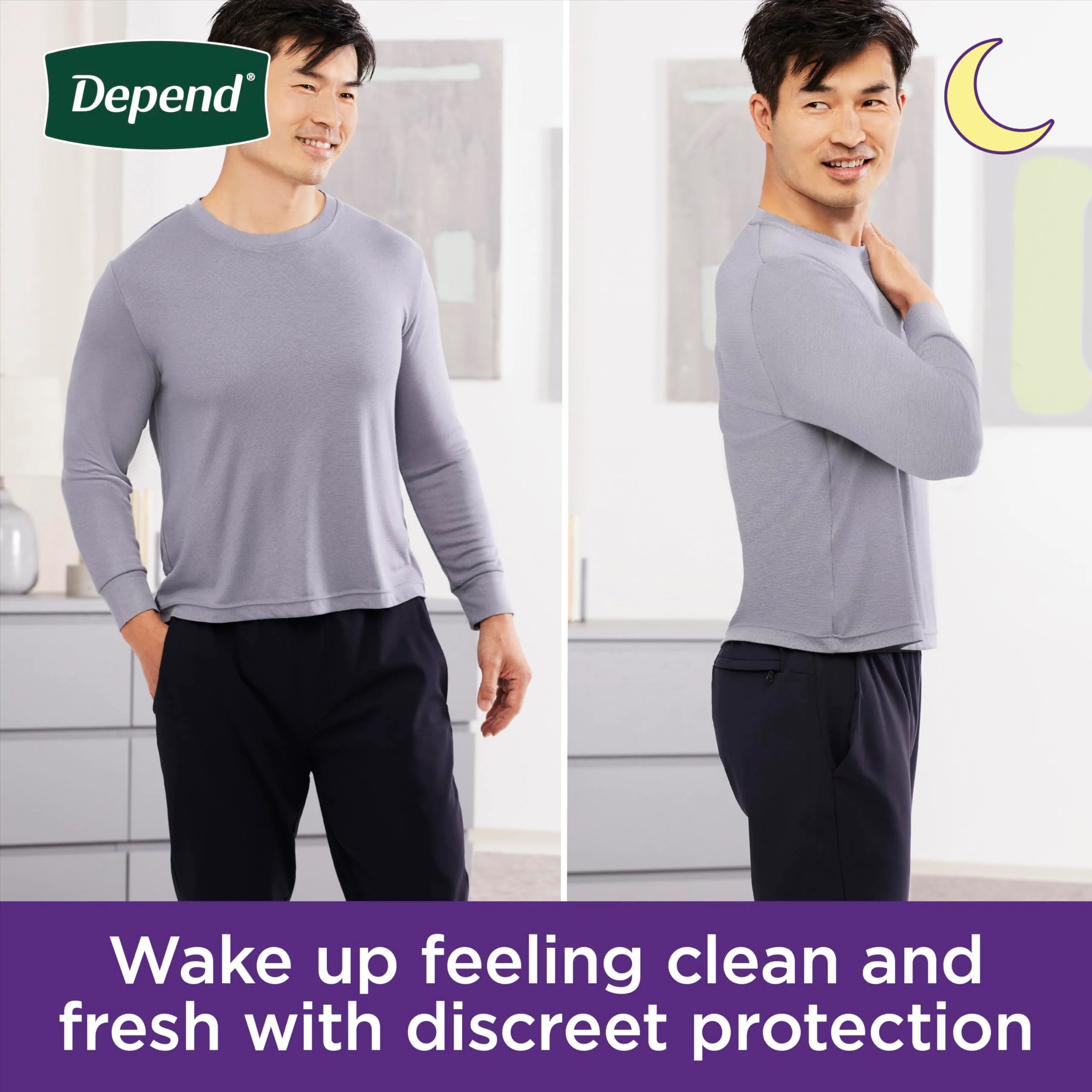 Depend Night Defense Adult Incontinence Underwear for Men, Disposable, Overnight, Large, Grey, 56 Count (4 Packs of 14), Packaging May Vary - Image 2