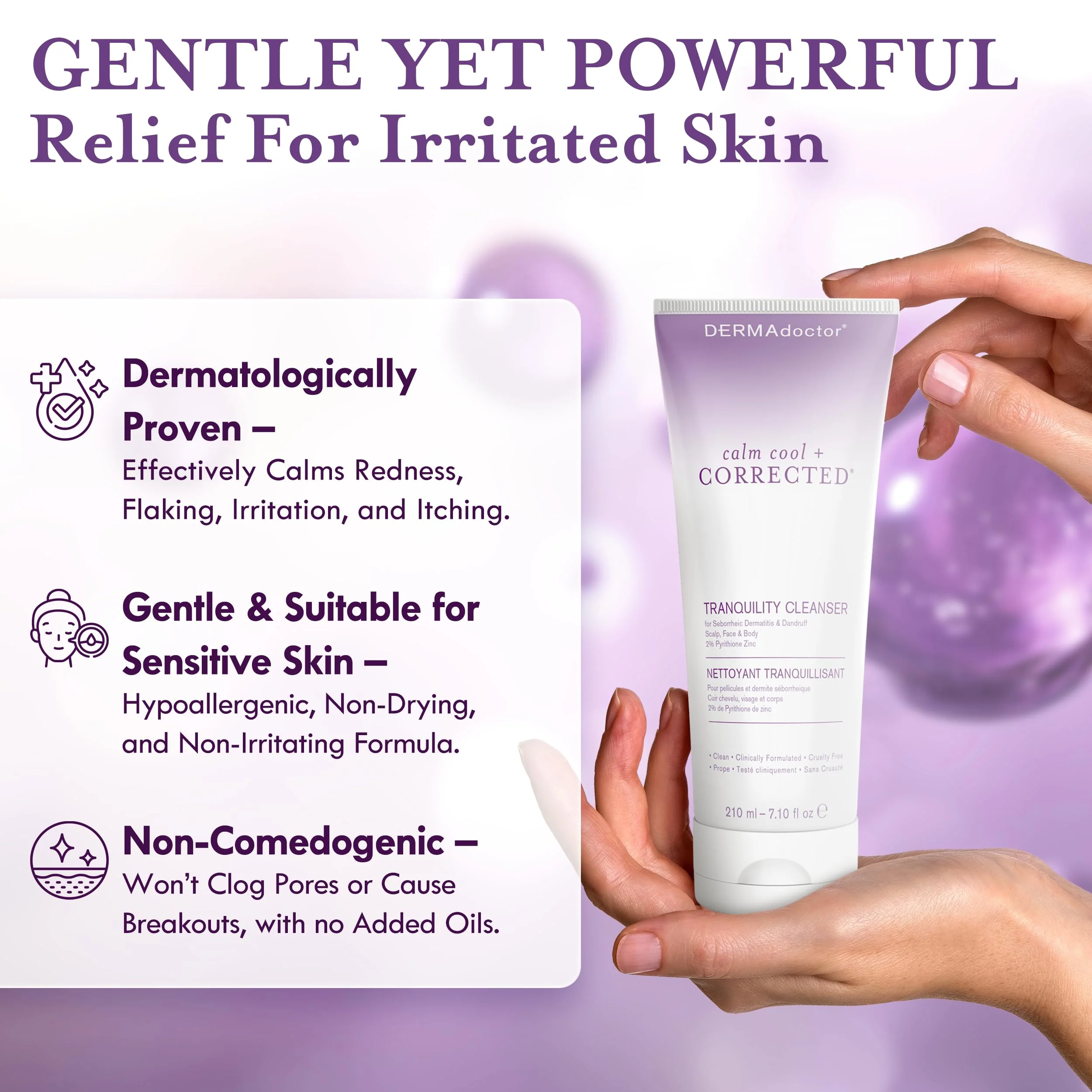 DERMAdoctor Tranquility Cleanser Dermatologist Formulated 2% Pyrithione Zinc for face body & Scalp - 7.10 oz - Image 8