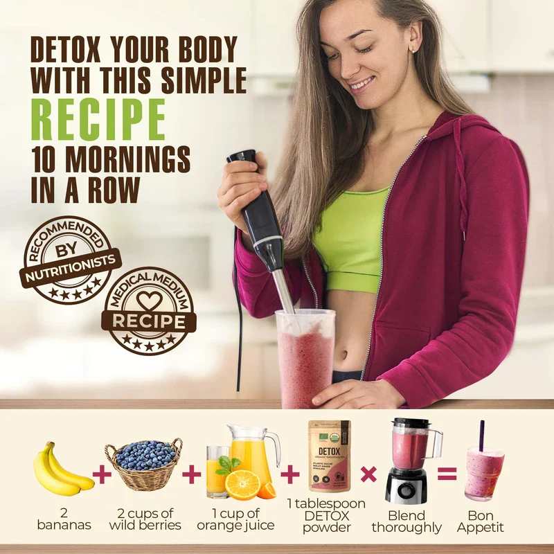 Detox Organic Smoothie Powder with Healthy Spirulina, Atlantic Dulse and Barley Grass Juice Powder, Premium Quality superfood from Europe - Image 5