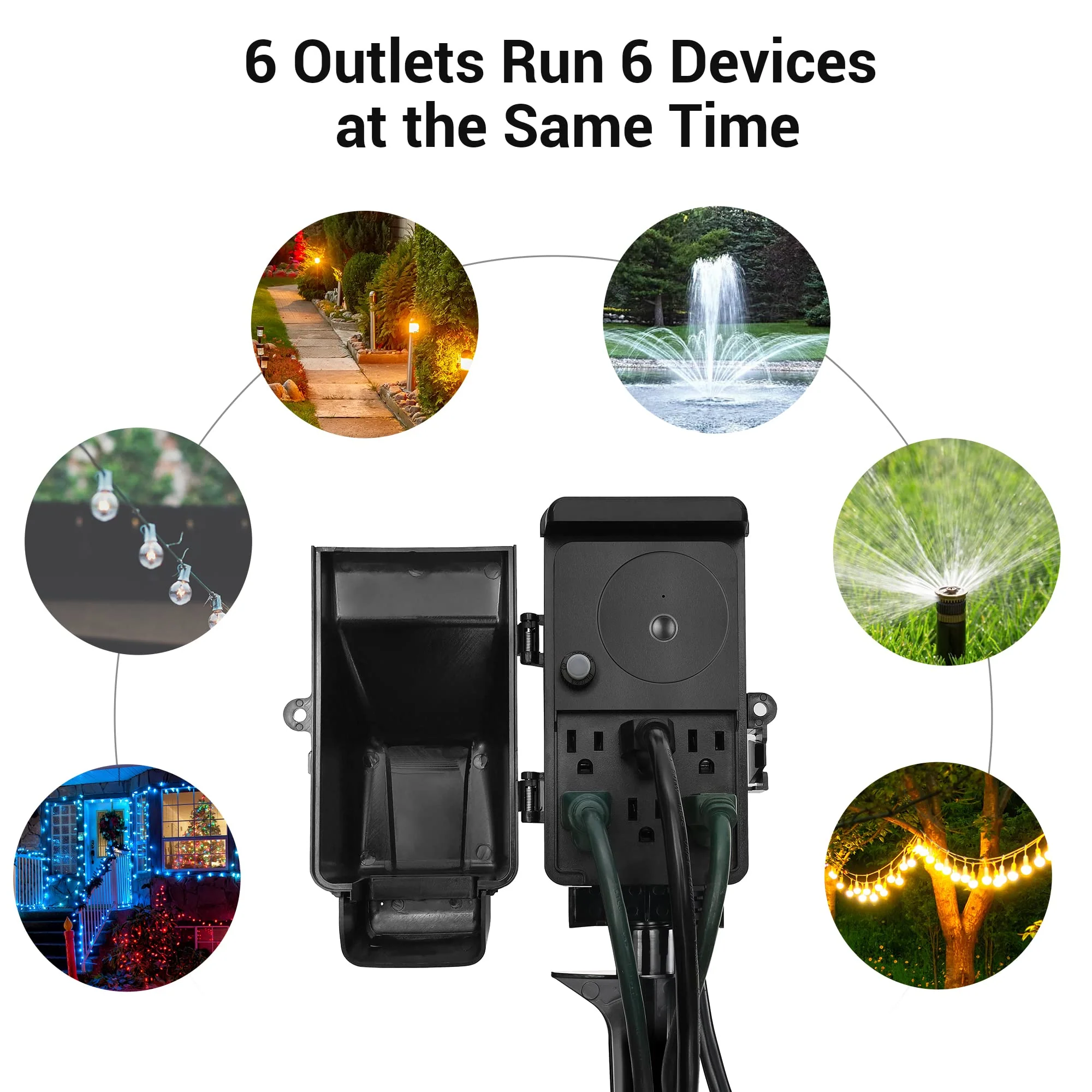 DEWENWILS WiFi Smart Yard Stake Plug with 6 Outlets, Voice Control, Waterproof Power Stake Timer with 6Ft Cord, Alexa&Google Assistant Compatible, 1875W/15A, for Halloween/Christmas Decoration Lights - Image 3