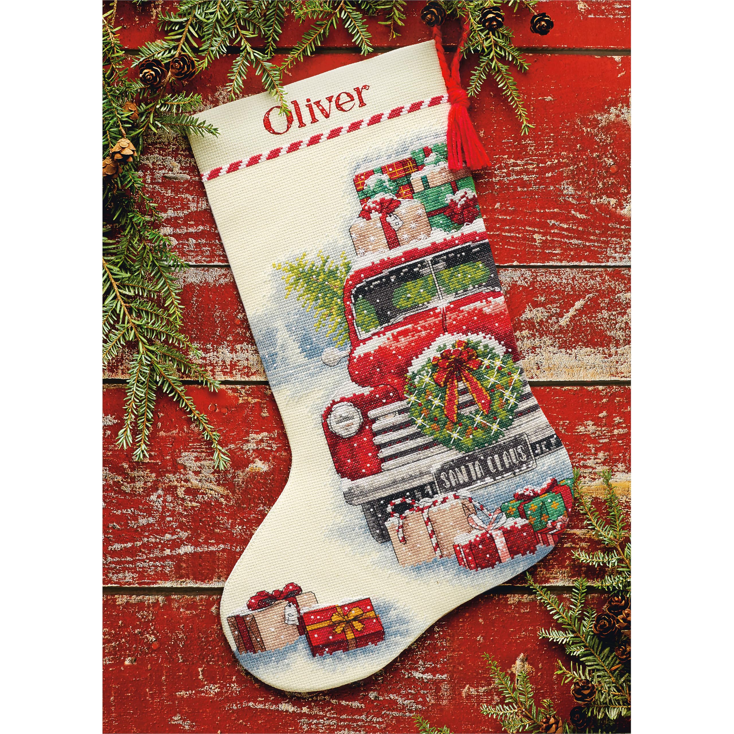 Dimensions Whimsical Counted Cross Stitch Kit Santa's Truck Stocking - 16"(1 Pc.) - Christmas Stocking, DIY Gift for Loved Ones, Ideal for Festive Events - Image 8