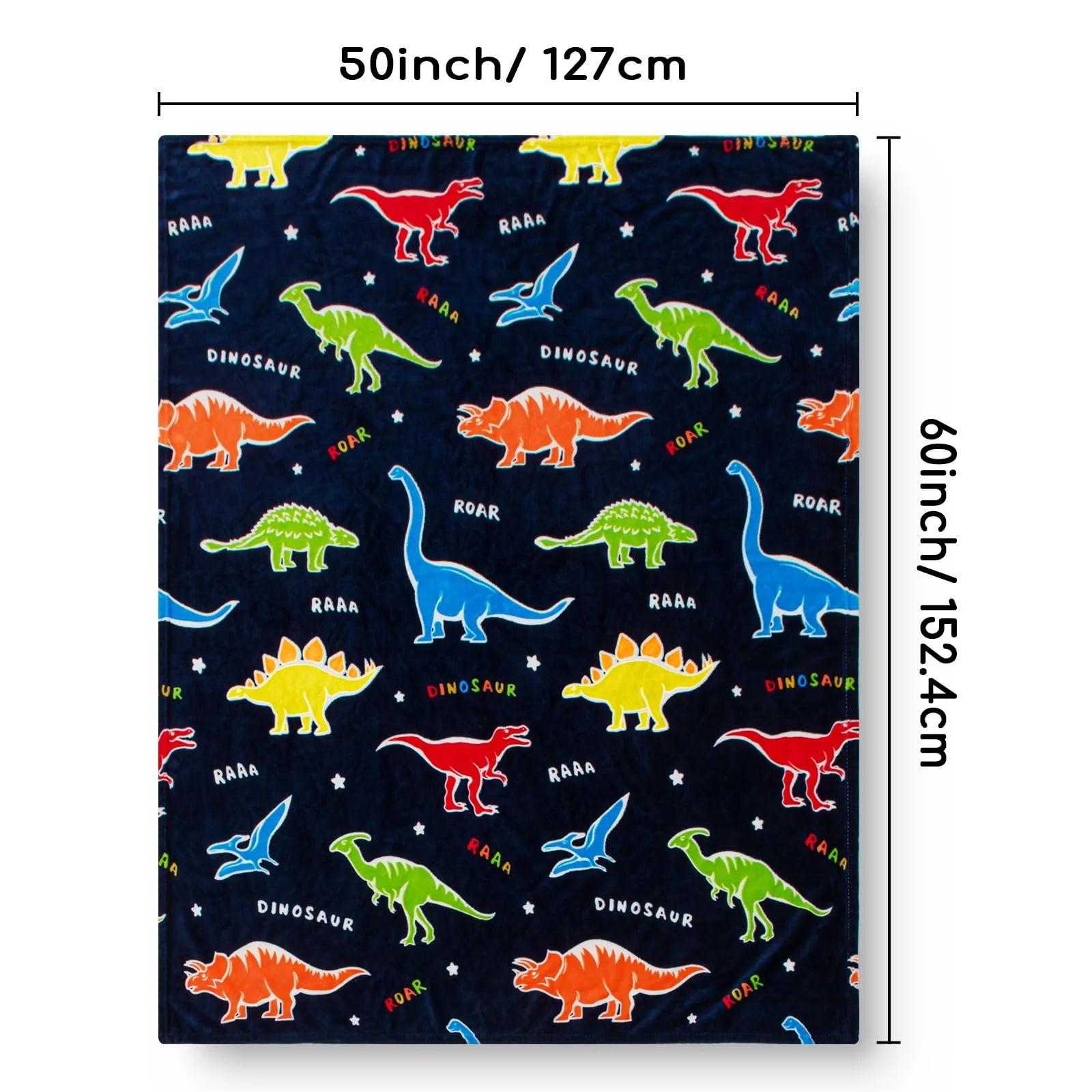 Dinosaur Gifts Toys for Boys Girls - Glow in The Dark Dino Blanket Best Christmas Birthday Valentines Easter Presents for Kids Age 1 2 3 4 5 6 7 8 9 10 Year Old Child Teen Toddler Soft Throw 50"x60" - Image 2