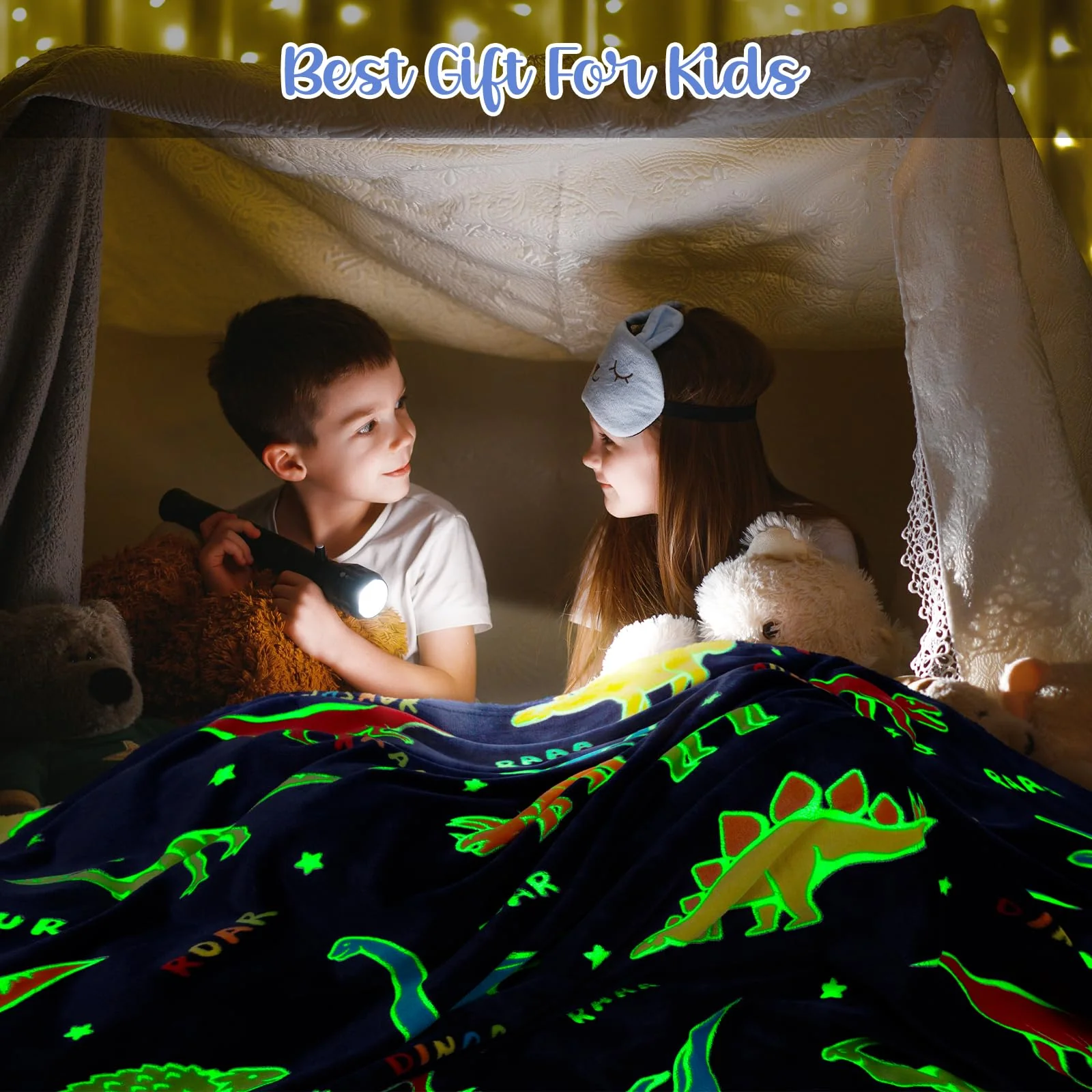 Dinosaur Gifts Toys for Boys Girls - Glow in The Dark Dino Blanket Best Christmas Birthday Valentines Easter Presents for Kids Age 1 2 3 4 5 6 7 8 9 10 Year Old Child Teen Toddler Soft Throw 50"x60" - Image 7