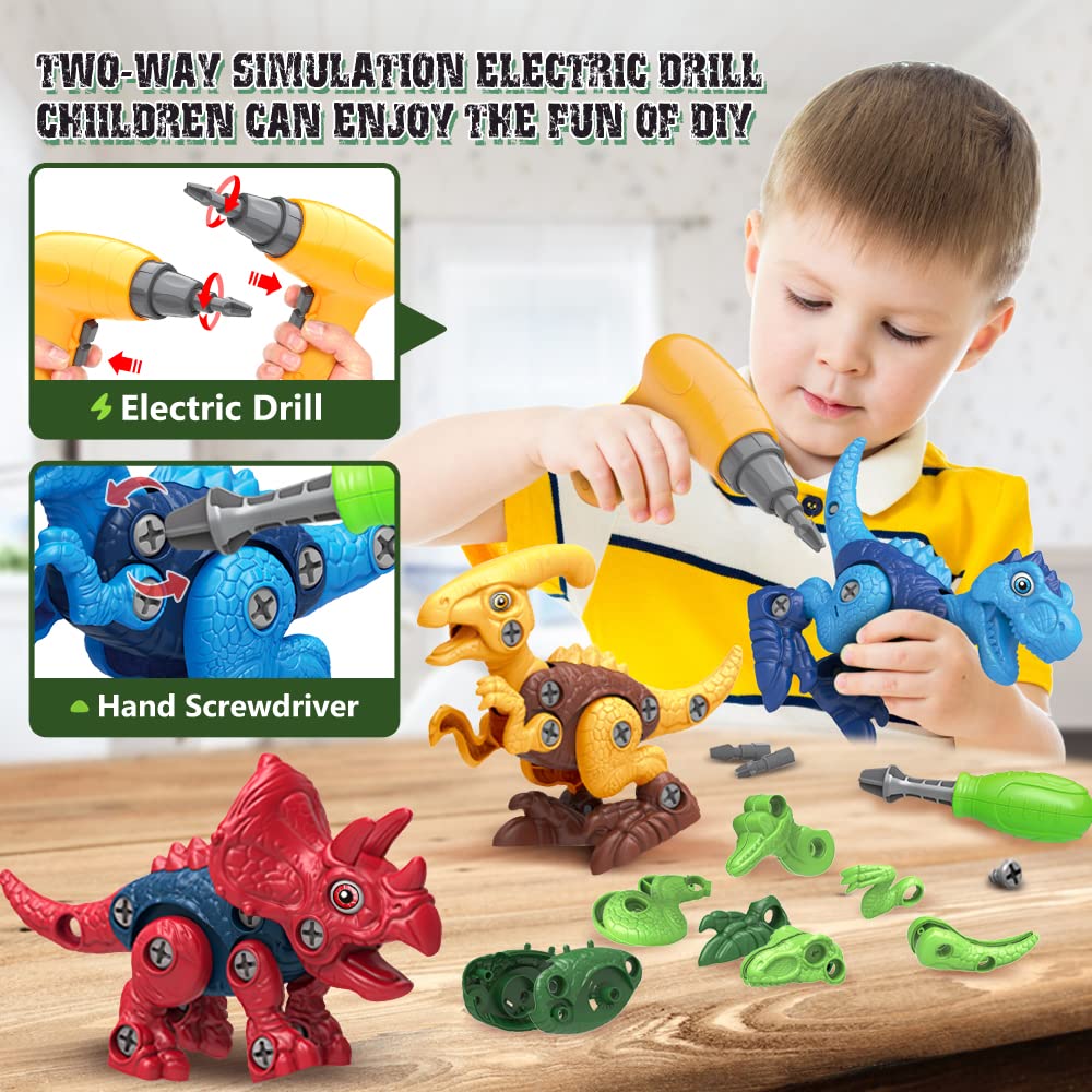Dinosaur Toys for 3, 4, 5, 6, 7 Year Old Boys, Take Apart Toys with Electric Drill for Kids, STEM Educational Construction Building Toy, Ideal Birthday Christmas Easter Gifts, Incl Tyrannosaurus Rex - Image 6