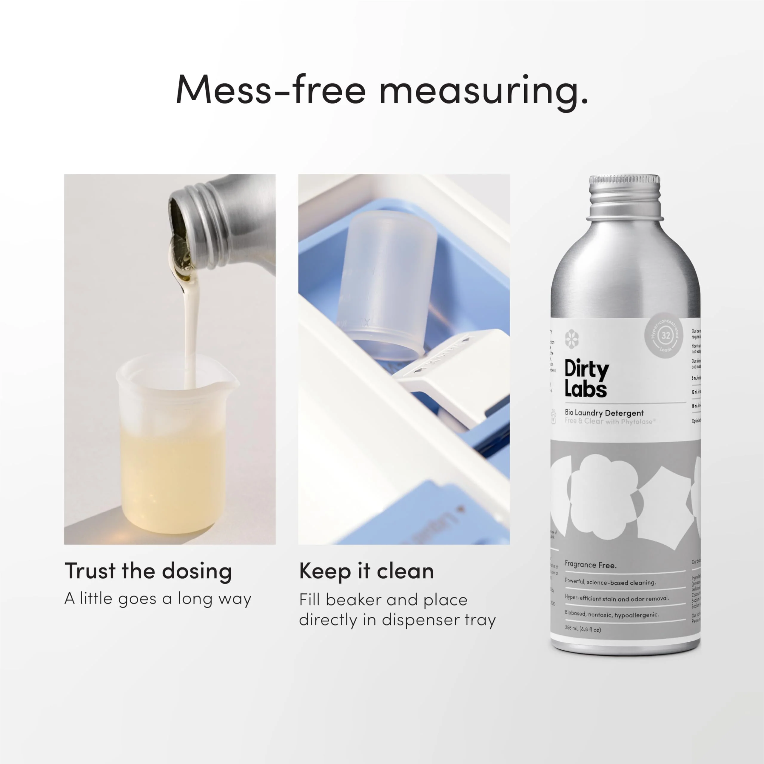 Dirty Labs | Scent Free | Bio-Liquid Laundry Detergent | 32 Loads (8.6 fl oz) | Hyper-Concentrated | High Efficiency & Standard Machine Washing | Nontoxic, Biodegradable | Stain & Odor Removal - Image 2