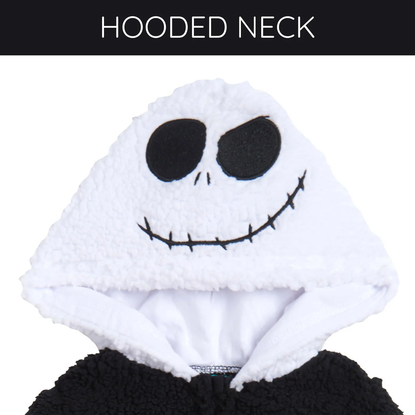 Disney Nightmare Before Christmas Jack Skellington Newborn Baby Boys Cozy Sherpa Zip Up Cosplay Coverall Black 3-6 Months - Image 2