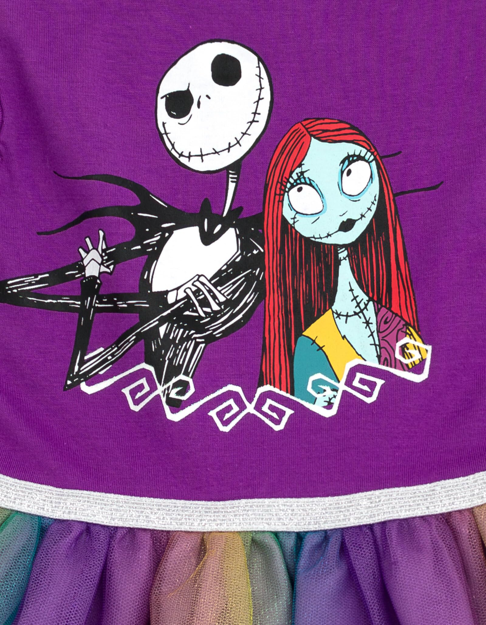 Disney Nightmare Before Christmas Jack Skellington Sally Toddler Girls Tulle Dress Purple/Teal/Gold Ombre 5T - Image 4