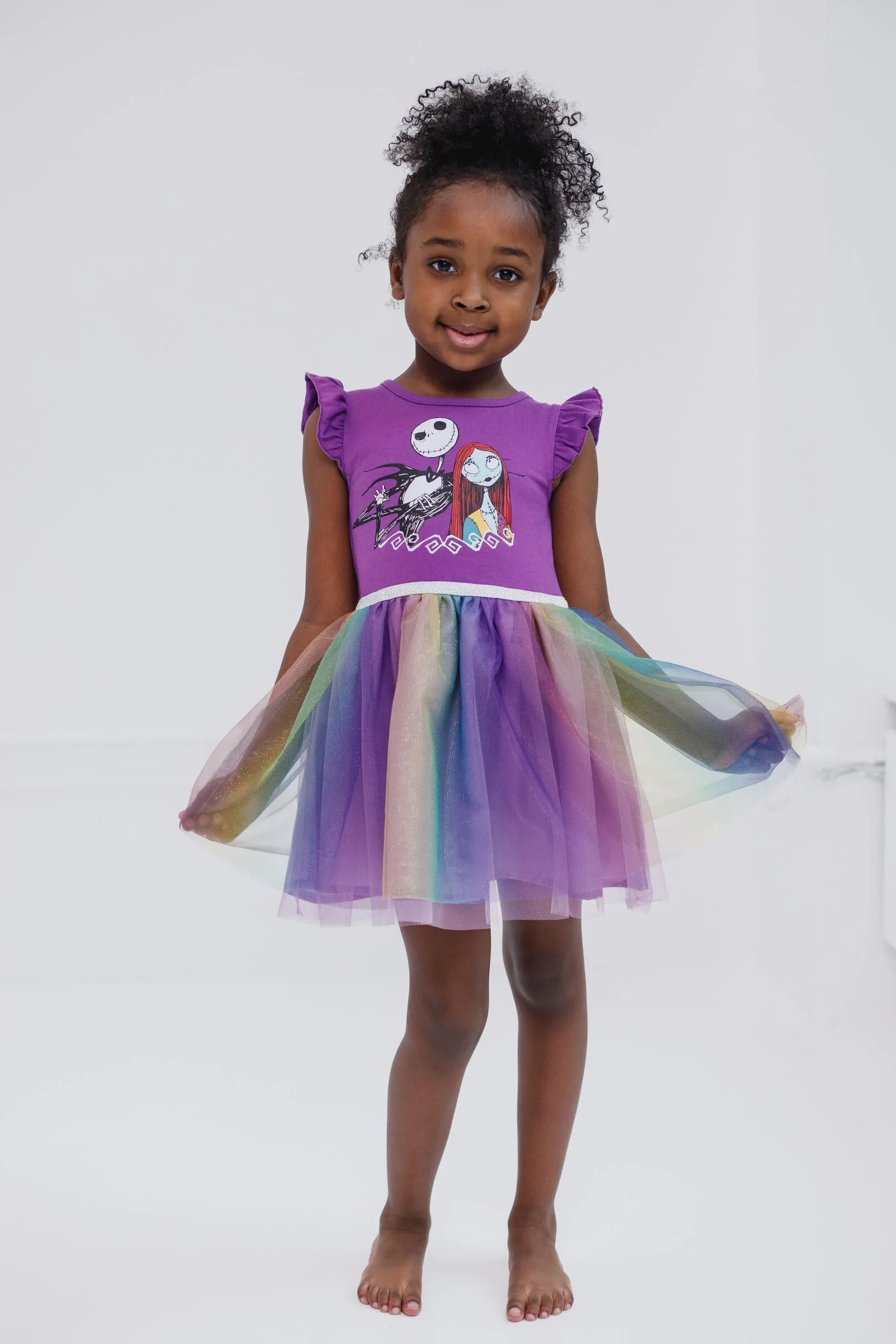 Disney Nightmare Before Christmas Jack Skellington Sally Toddler Girls Tulle Dress Purple/Teal/Gold Ombre 5T - Image 5