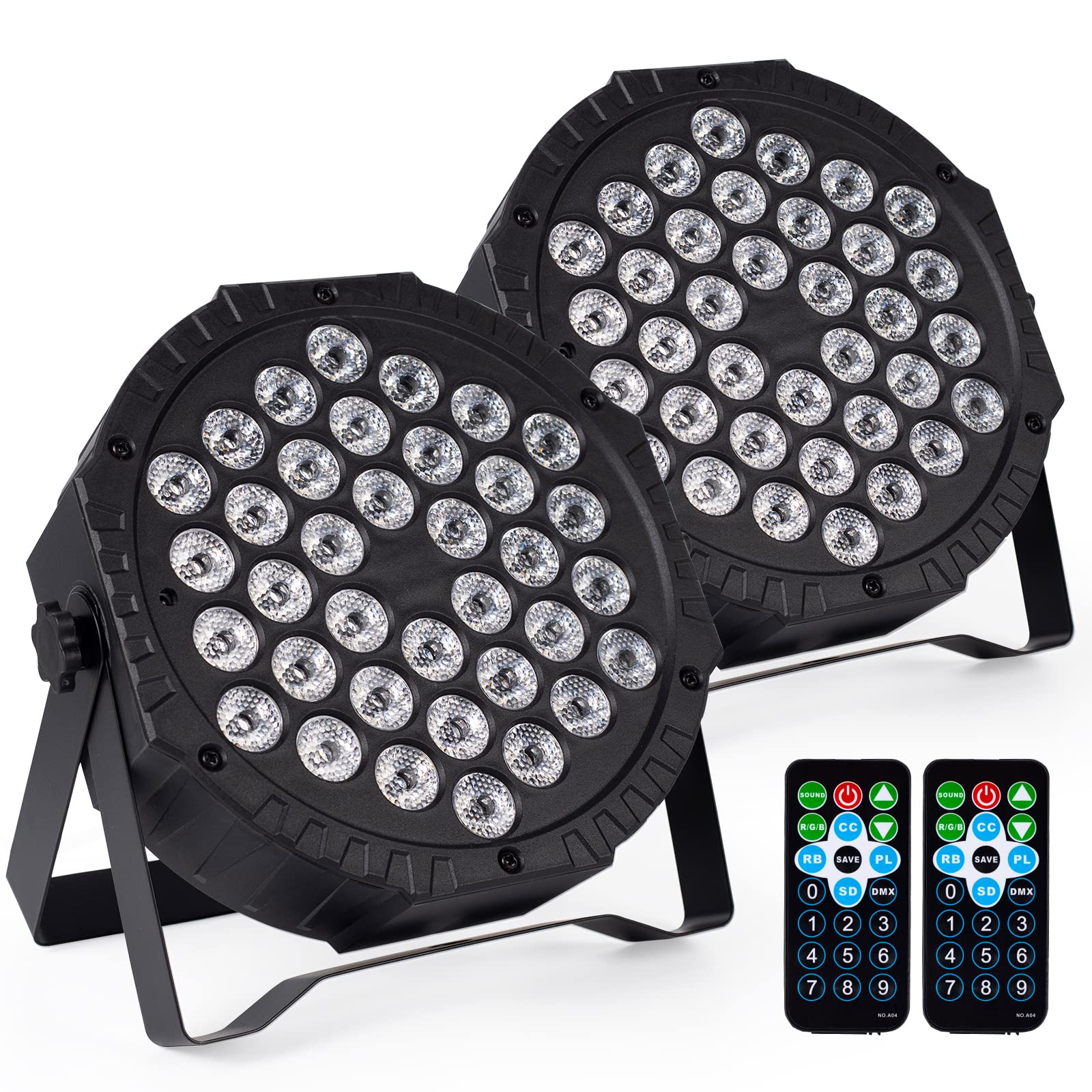 DJBoomy Stage Lights 36 DJ LED Par Light RGB Party Lights Uplights with Sound Activated Remote DMX Control for Disco Dance Wedding Club Christmas Birthday Music Party Stage Lighting - Image 2