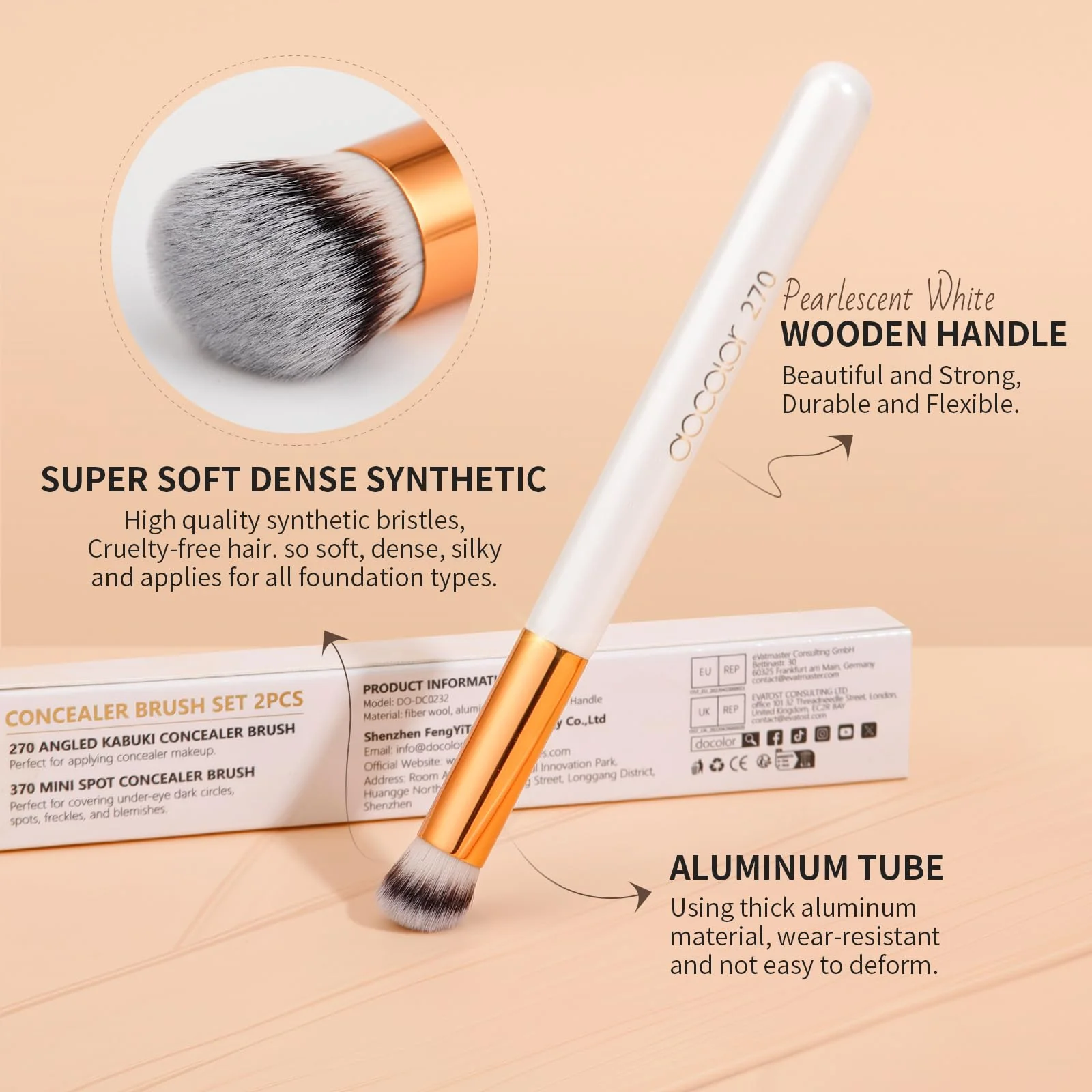 docolor Concealer Brush, 2PCS Angled Concealer Brushes Under Eye Mini Angled Flat Top Kabuki Nose Contour Brush for Concealing Blending Setting - Image 7