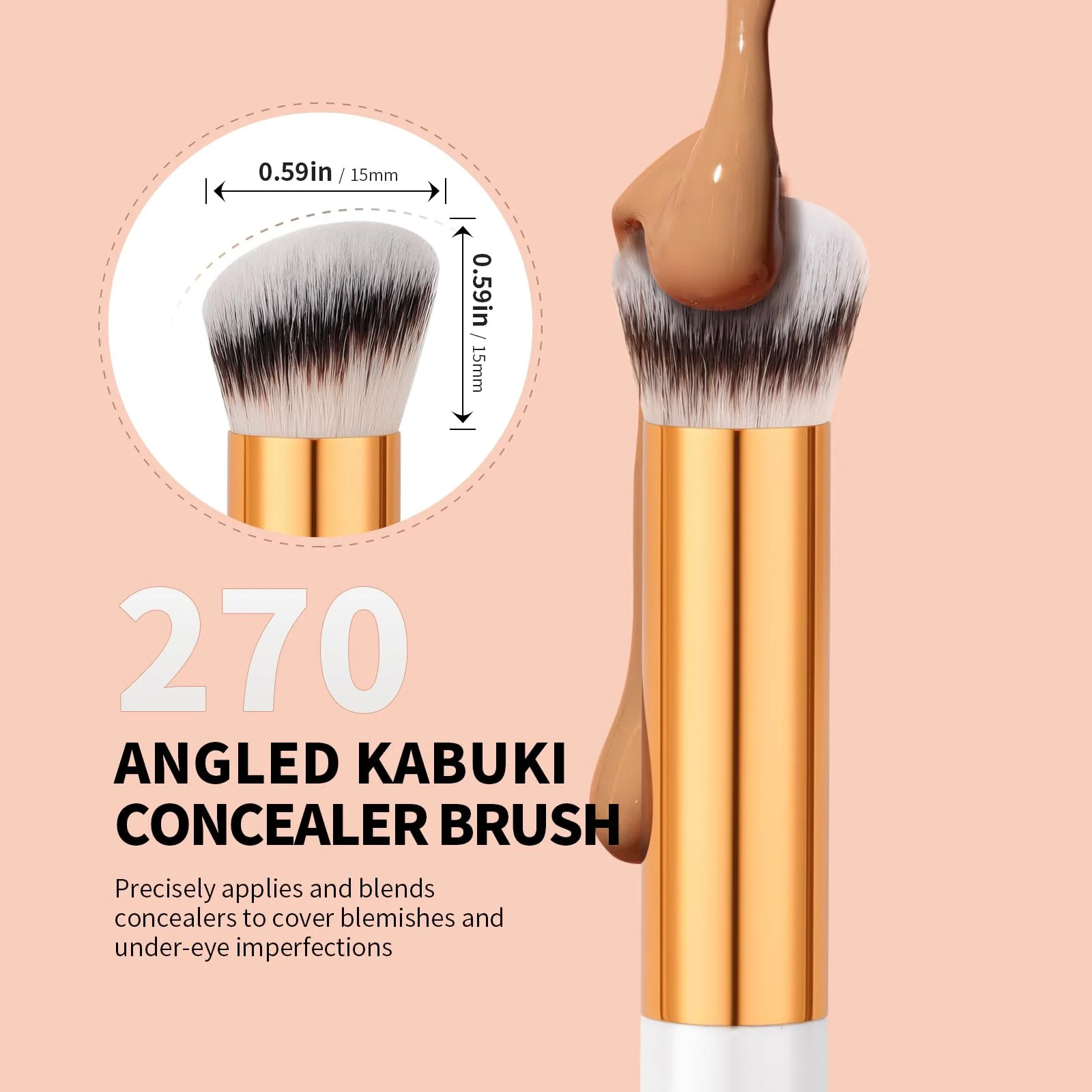 docolor Concealer Brush, 2PCS Angled Concealer Brushes Under Eye Mini Angled Flat Top Kabuki Nose Contour Brush for Concealing Blending Setting - Image 9