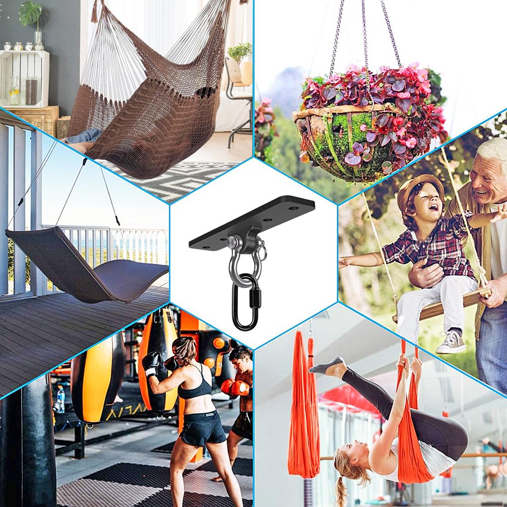 Dolibest Ceiling Mount Swing Hanger Heavy Duty Swing Set Hook for Porch Swing Hammock Chair Yoga Silk Suspension Straps Gymnastic Ring, Wall Anchor for Resistance Bands (900LB) - Image 2