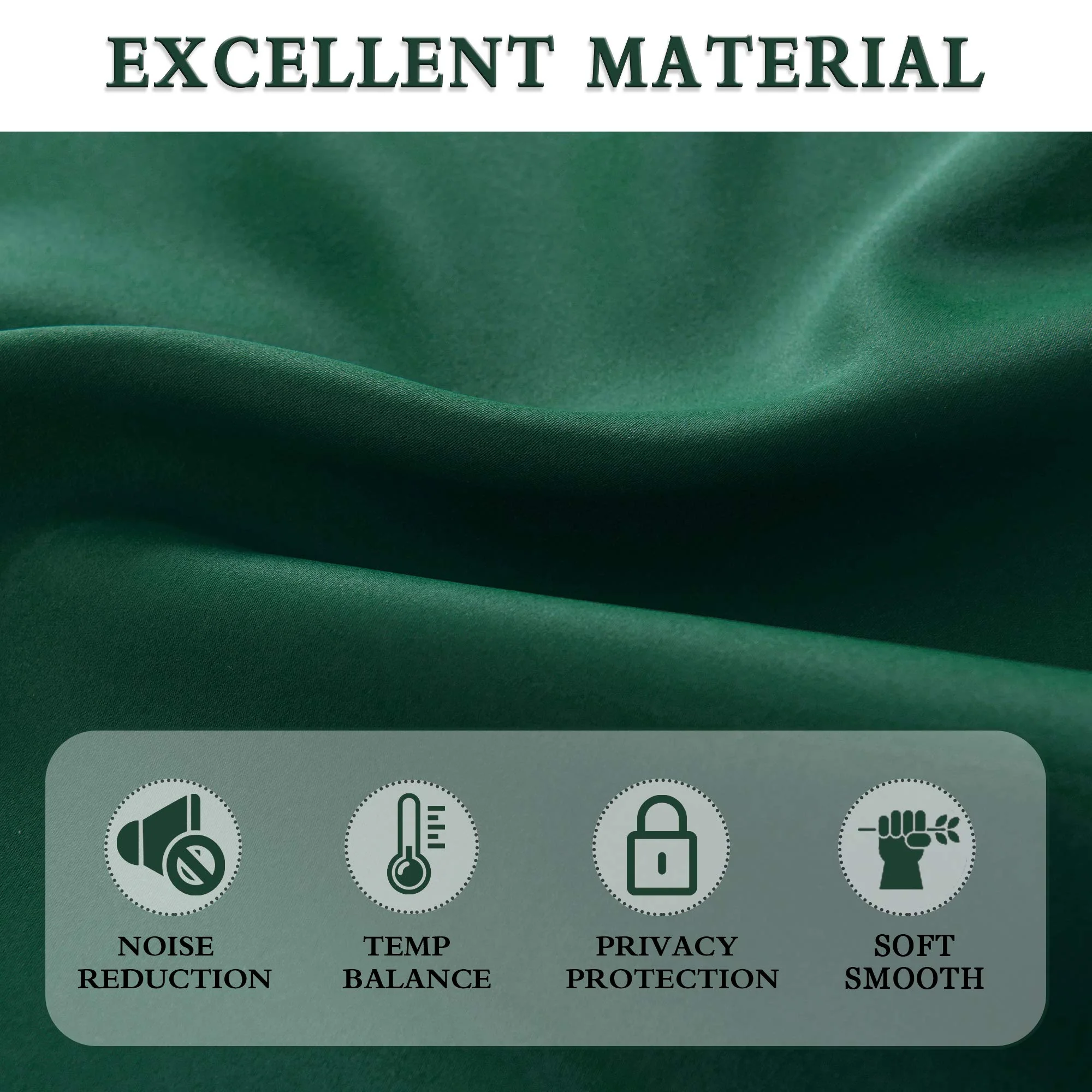 DONREN Christmas Dark Green Blackout Thermal Insulating Window Curtain Panels for Bedroom -Room Darkening 84 inch Length Rod Pocket Drapes for Living Room (Emerald Green,42 x 84 inches Long,2 Panels) - Image 3
