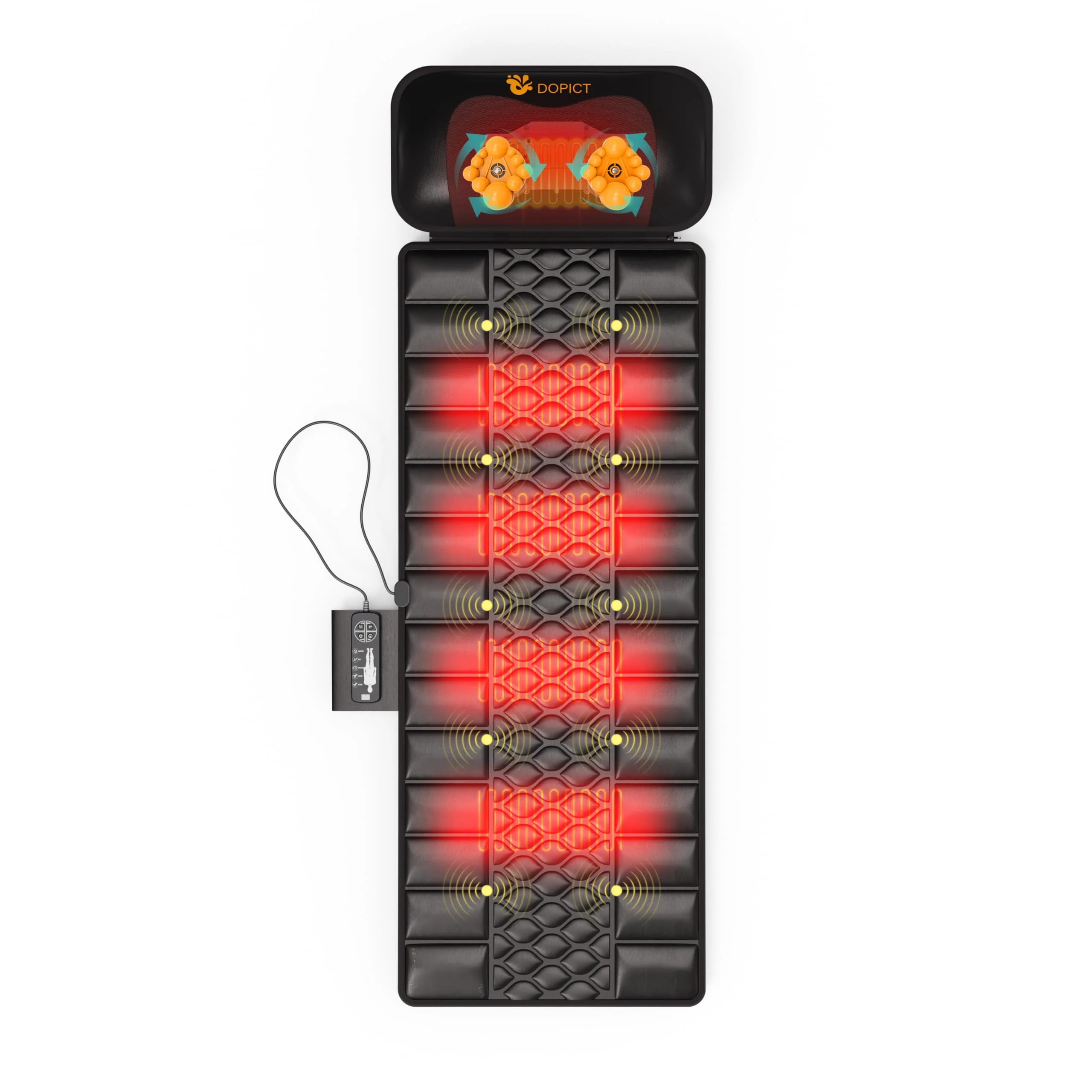 DOPICT Massage Mat, Detachable Neck Massager, Full Body Vibration Heating, Massage Pad with 10 Vibrating Motors and 9 Speed Settings for Home Office Use, Gift for Men Women Parents Christmas,Black - Image 3