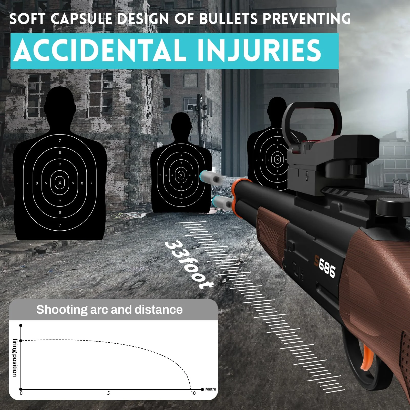 Double Barrel Toy Shotgun - Realistic Foam Blaster with Scope & Soft Bullet Darts, Safe Imitation Shooting Game for Kids Ages 8-12 -Birthday Christmas (Black) - Image 3