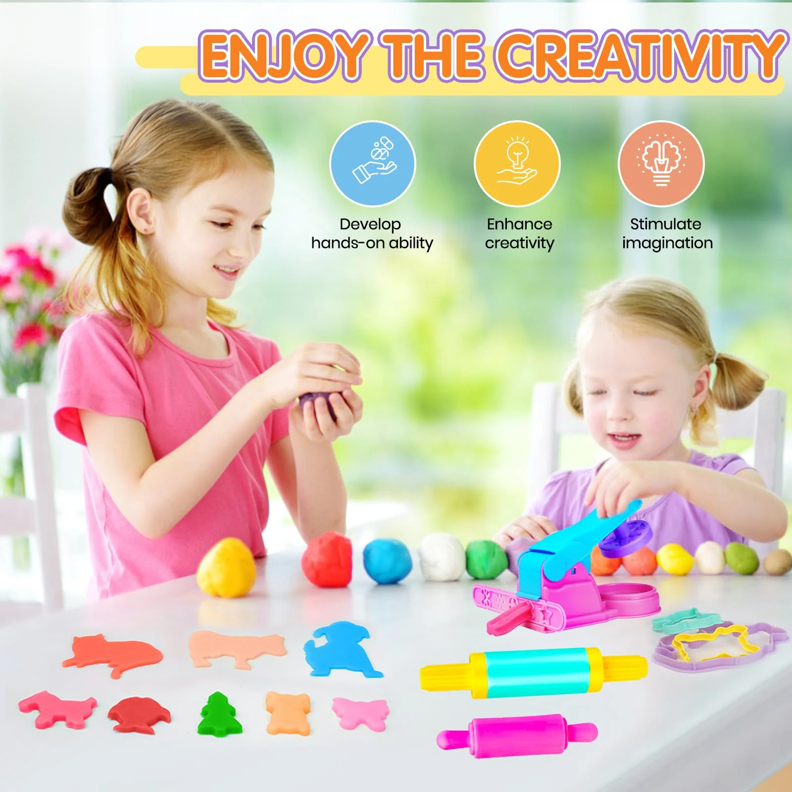 Dough Tool Sets for Kids Toddlers,Cute Playdough Accessories with Rolling Pin Dough Mat Storage Box,Party Pack Toys for Kids Age 2-4 3-5 4-8,Educational Toys Gift for Birthday Christmas Boys Girls - Image 3