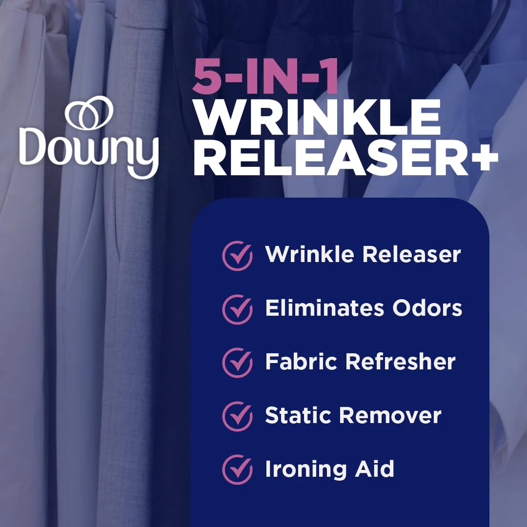 Downy Wrinkle Release Spray Travel Size, All In One Formula, Removes Wrinkles, Static and Odor Eliminator, Light Fresh Scent, 3 Fl Oz, Pack of 12 - Image 3