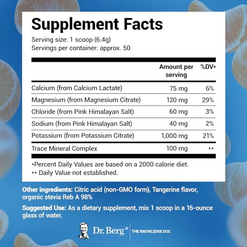 Dr. Berg Hydration Keto Electrolyte Powder - Enhanced w/ 1,000mg of Potassium & Real Pink Himalayan Salt (NOT Table Salt) - Tangerine Flavor Hydration Drink Mix Supplement - 50 Servings - Image 4
