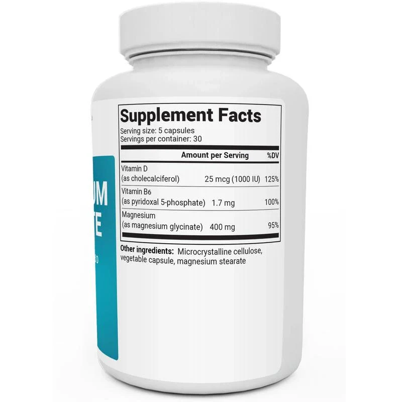 Dr. Berg Nutritionals Magnesium Glycinate - Supports Muscle Health & Nerve Function Healthcare Dietary Supplement - Potency: 400 mg (5 Capsules per Serving) - Image 6