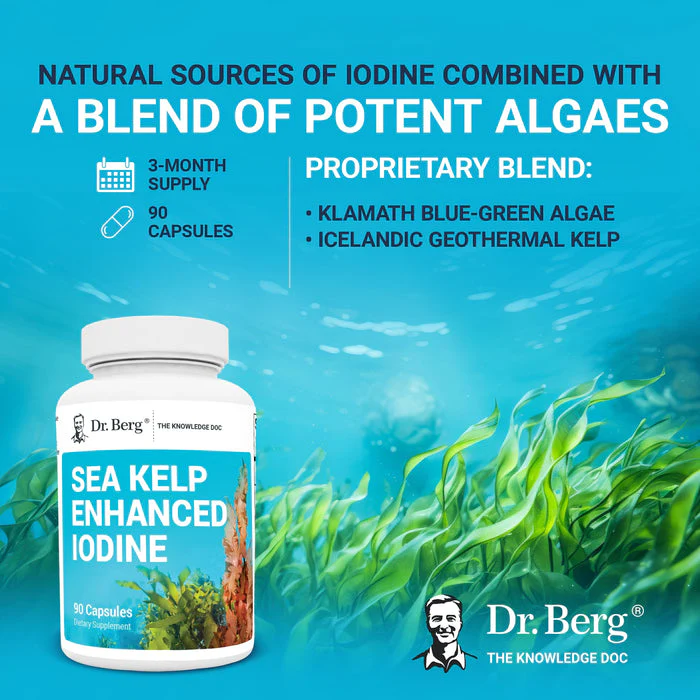 Dr. Berg Sea Kelp Enhanced - Thyroid Support Natural Antioxidants & Iodine Supplement w/Organic Sea Kelp & Blue-Green Algae - Immune System & Metabolism Support - Now Without Red Algae - 90 Capsules - Image 4