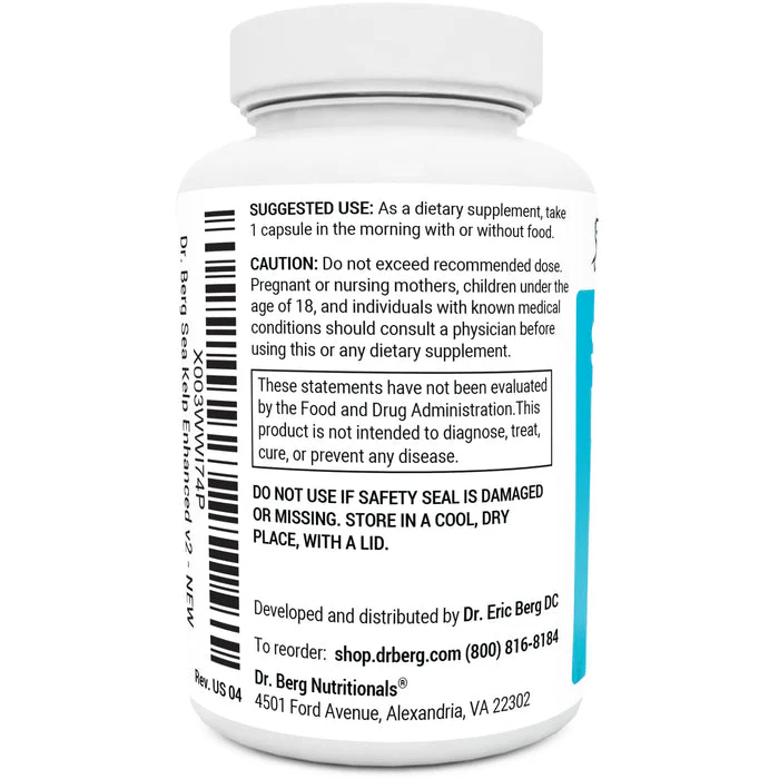 Dr. Berg Sea Kelp Enhanced - Thyroid Support Natural Antioxidants & Iodine Supplement w/Organic Sea Kelp & Blue-Green Algae - Immune System & Metabolism Support - Now Without Red Algae - 90 Capsules - Image 6