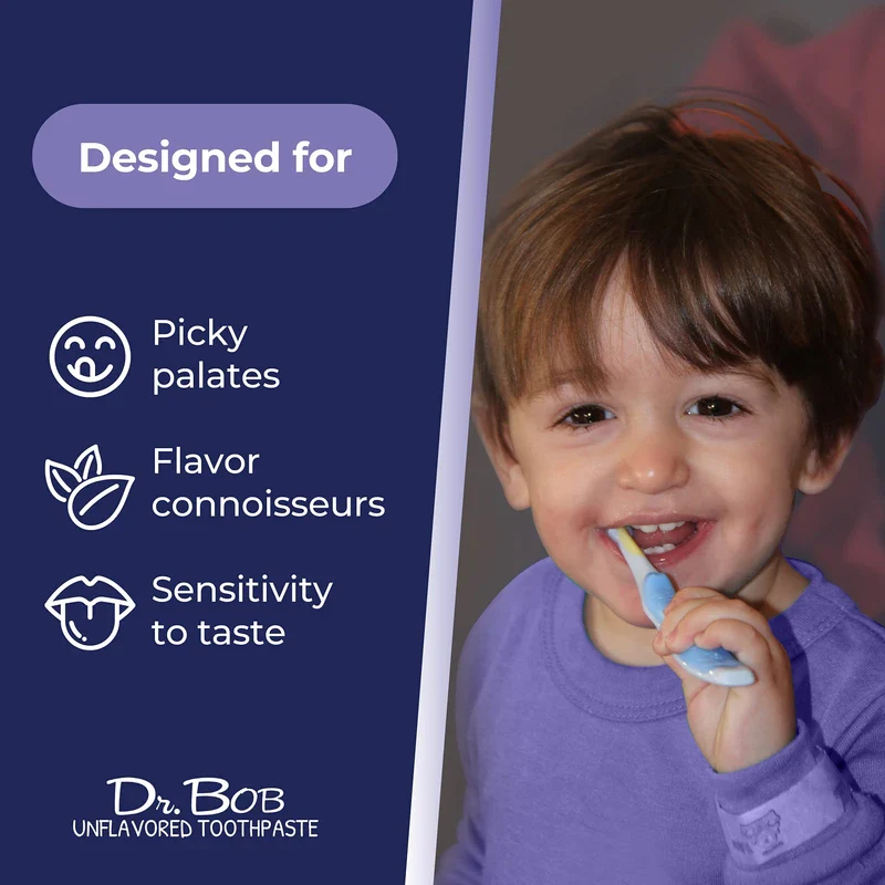 Dr. Bob Unflavored Toothpaste Natural Xylitol Baby Toddler Kids Toothpaste with Fluoride for Sensitive Teeth No Artificial Flavors SLS Free Dye Free 4oz 4 Ounce Pack of 1 - Image 5