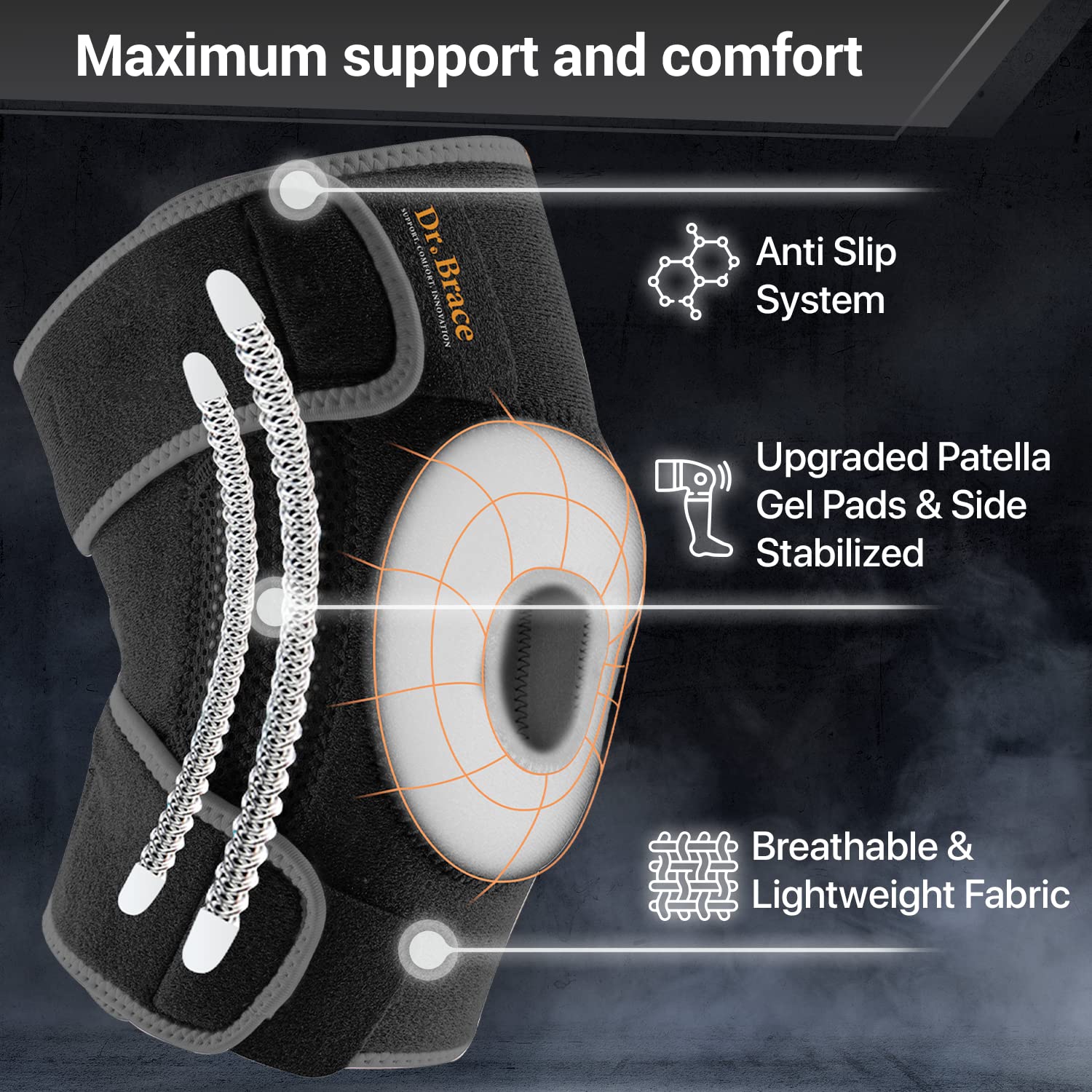 DR. BRACE ELITE Knee Brace with Side Stabilizers & Patella Gel Pads for Maximum Knee Pain Support and fast recovery for men and women-Please Check How To Size Video (Mercury, Small) - Image 3