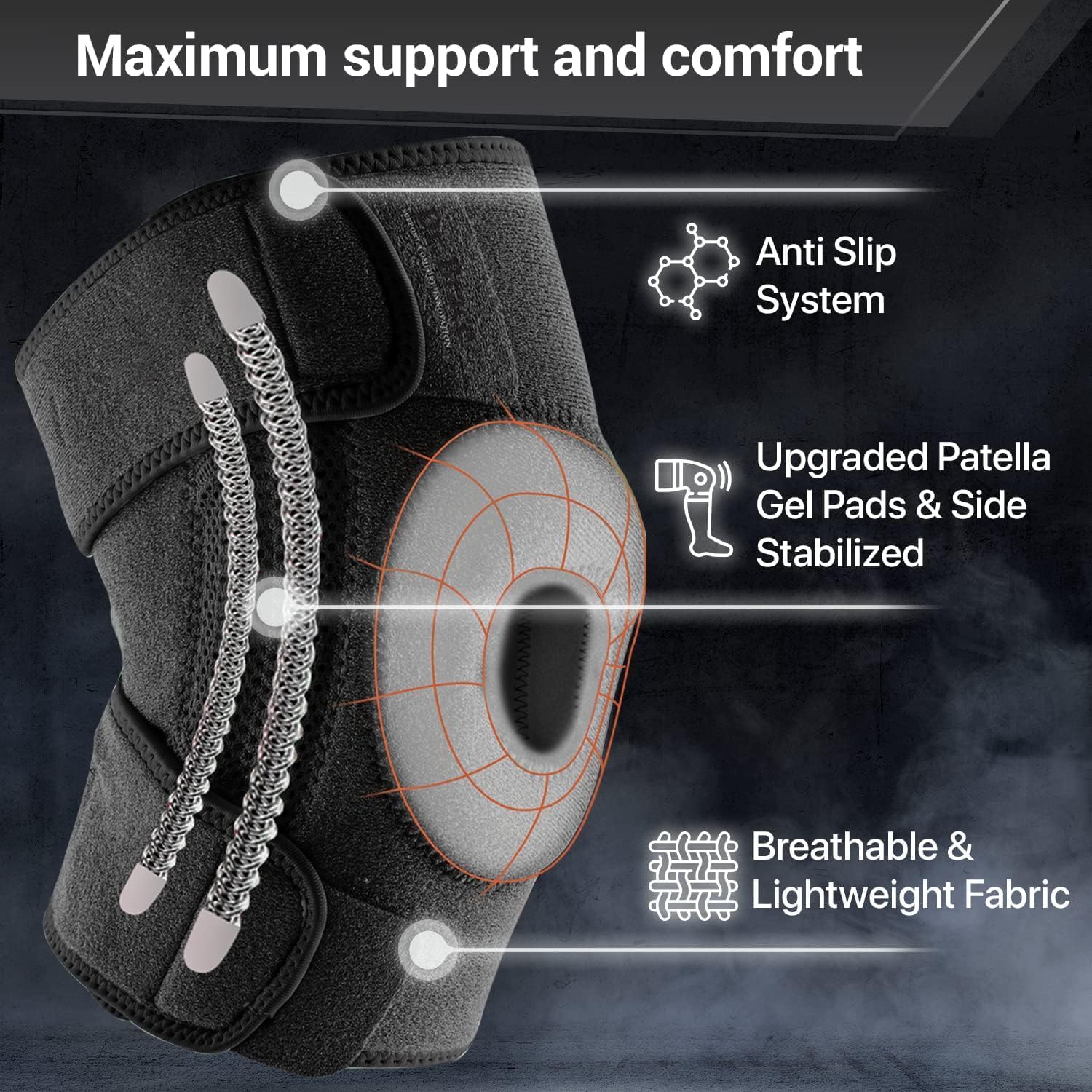 DR. BRACE ELITE Knee Brace with Side Stabilizers & Patella Gel Pads for Maximum Knee Pain Support and fast recovery for men and women-Please Check How To Size Video (Pluto, Large) - Image 5