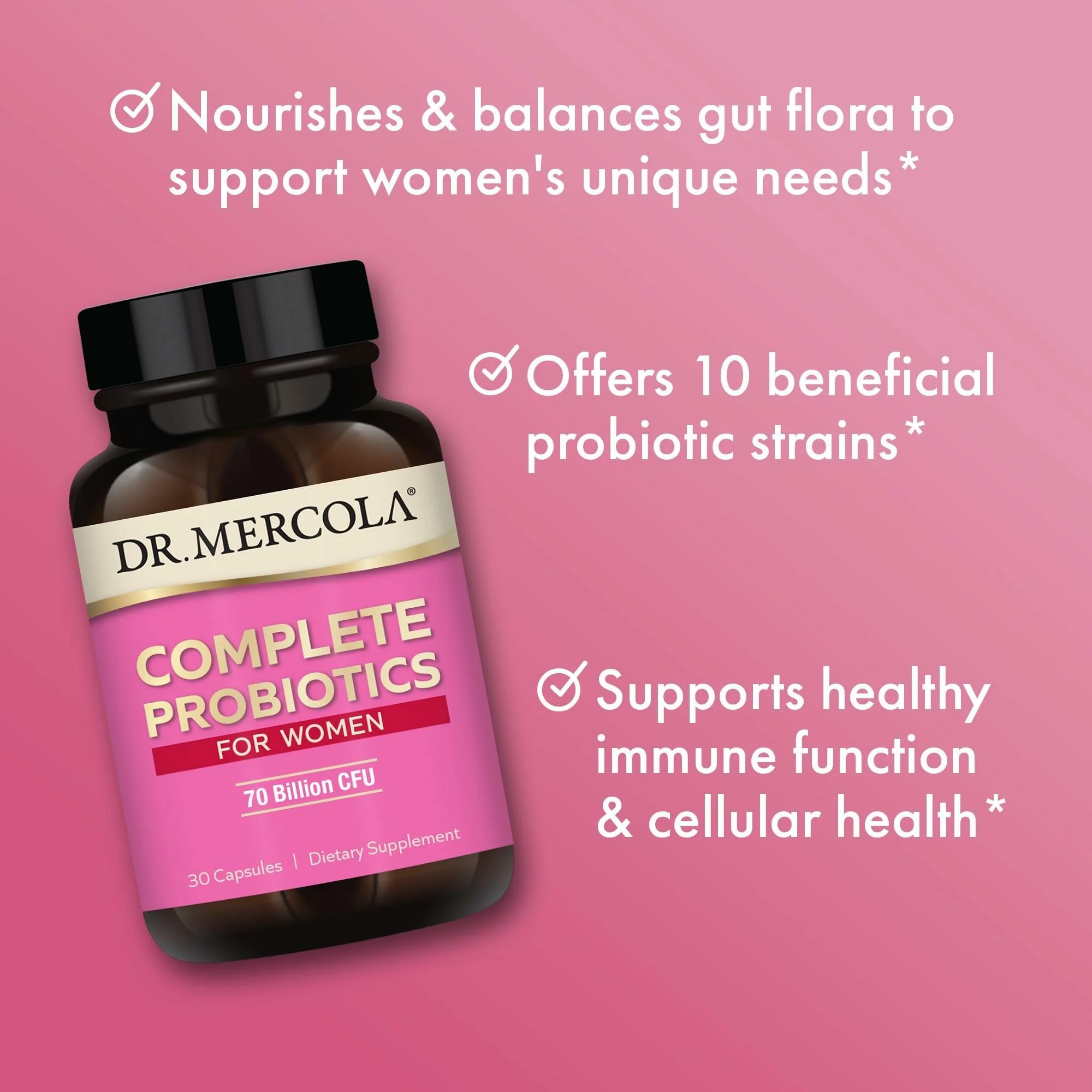 Dr. Mercola Complete Probiotics for Women - Supports Gut, Vaginal & Immune Health - Contains Lactobacillus Strains - Non-GMO, Gluten-Free & Soy-Free - 30 Capsules (30 Servings) - Image 5