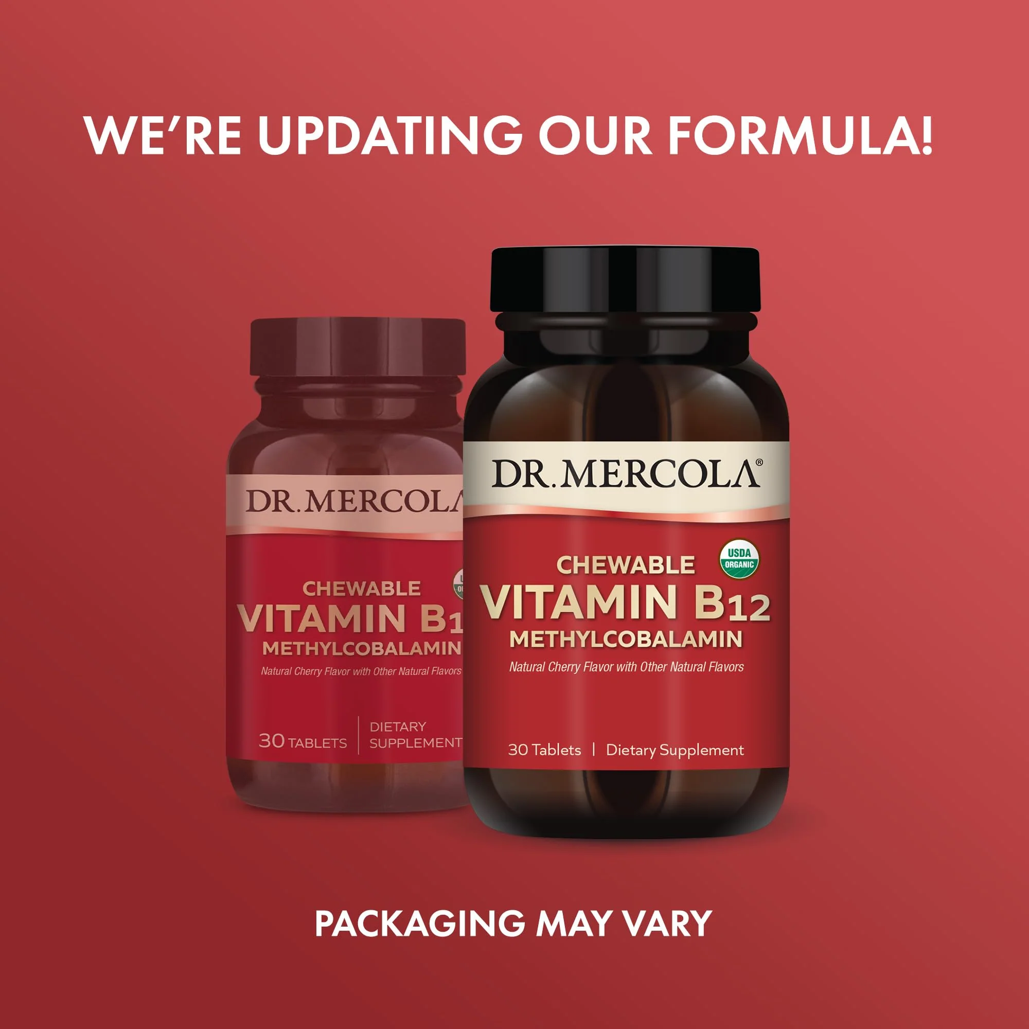 Dr. Mercola Organic Chewable Vitamin B12, 30 Servings (30 Tablets), Natural Cherry Flavor, Dietary Supplement, Supports Energy Production and Mental Focus, Non-GMO, Certified USDA Organic - Image 6