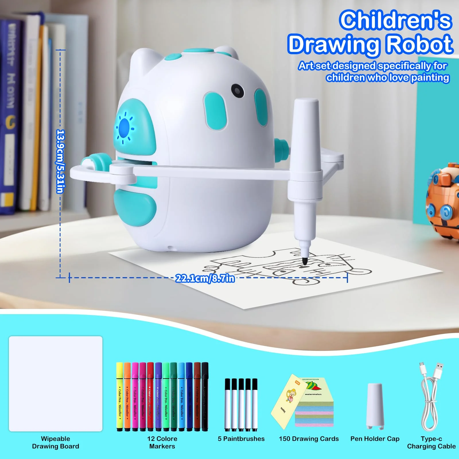 Drawing Robot for Kids 150 Educational Cards Smart Drawing Robot Voice Interactive Partner Montessori Painting Toy for Boys & Girls Ages 3-8 Perfect for Birthdays Christmas and Learning Fun - Image 4