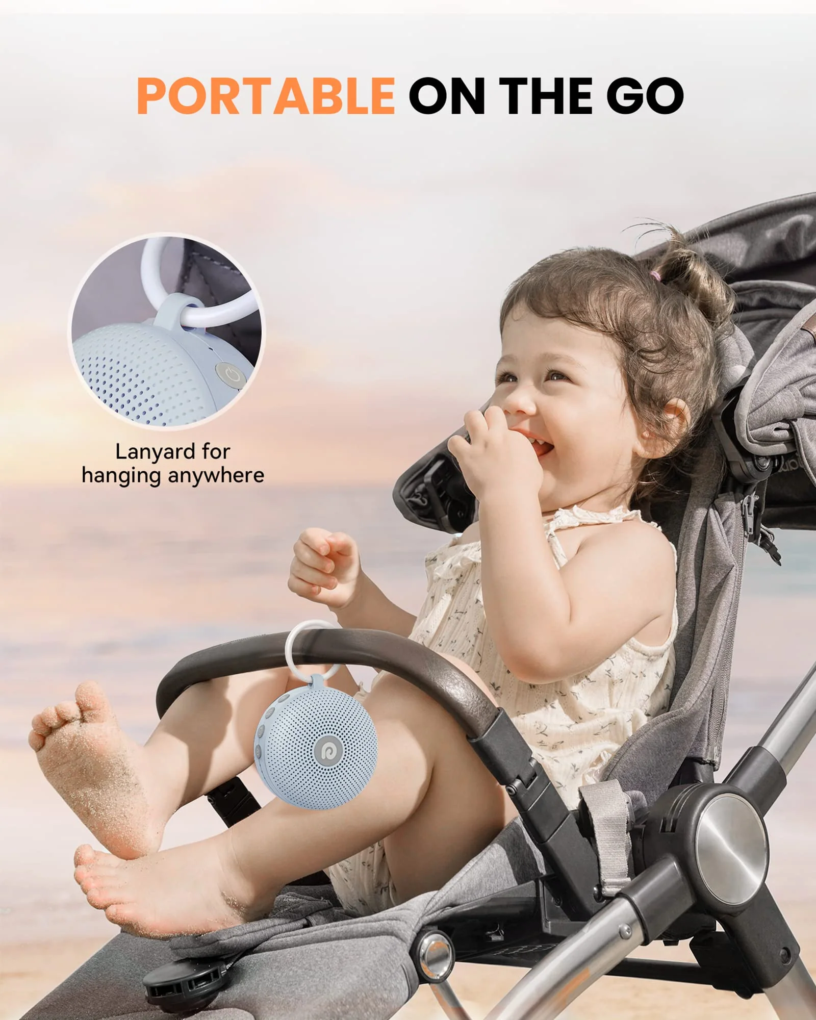 Dreamegg White Noise Machine - Portable Sound Machine for Baby Adult, Features Powerful Battery, 21 Soothing Sound, Noise Canceling for Office & Sleeping, Sound Therapy for Home, Travel(2Light Blue) - Image 4