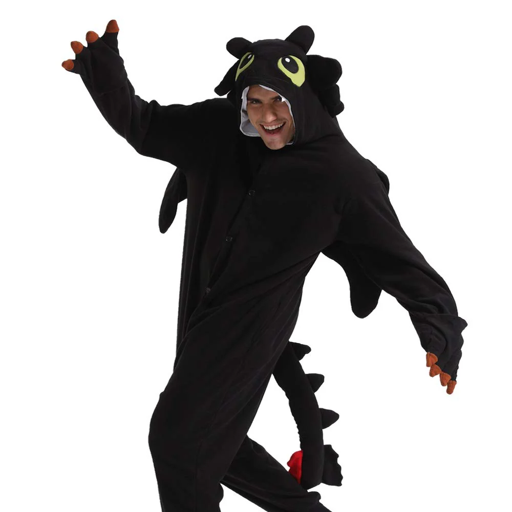 dressfan Animal Black Dragon Onesie Cosplay Costume Christmas Halloween Pajamas for Unisex Adults Teens Girls Boys - Image 7