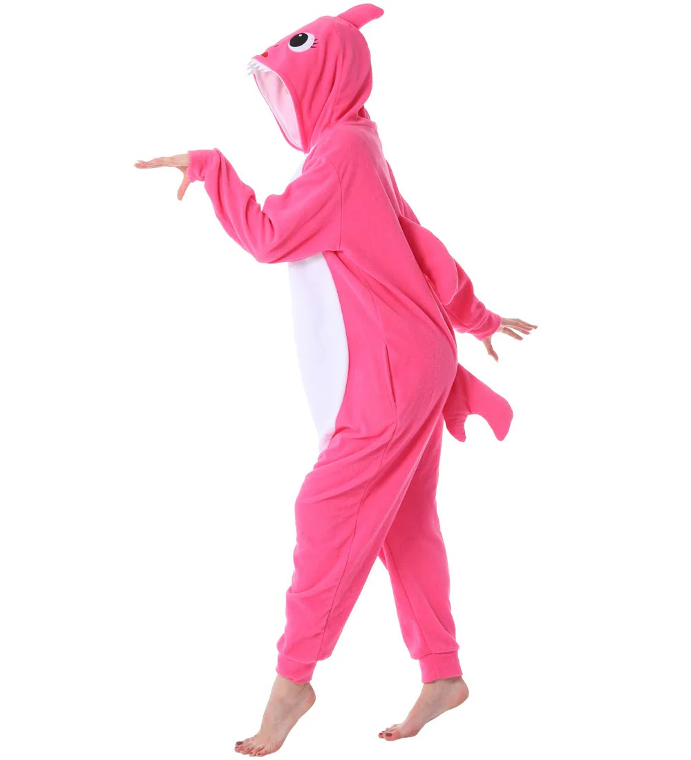 dressfan Animal Shark Onesie Cosplay Costume Christmas Halloween Pajamas for Unisex Adults Teens Kids Rose M - Image 4