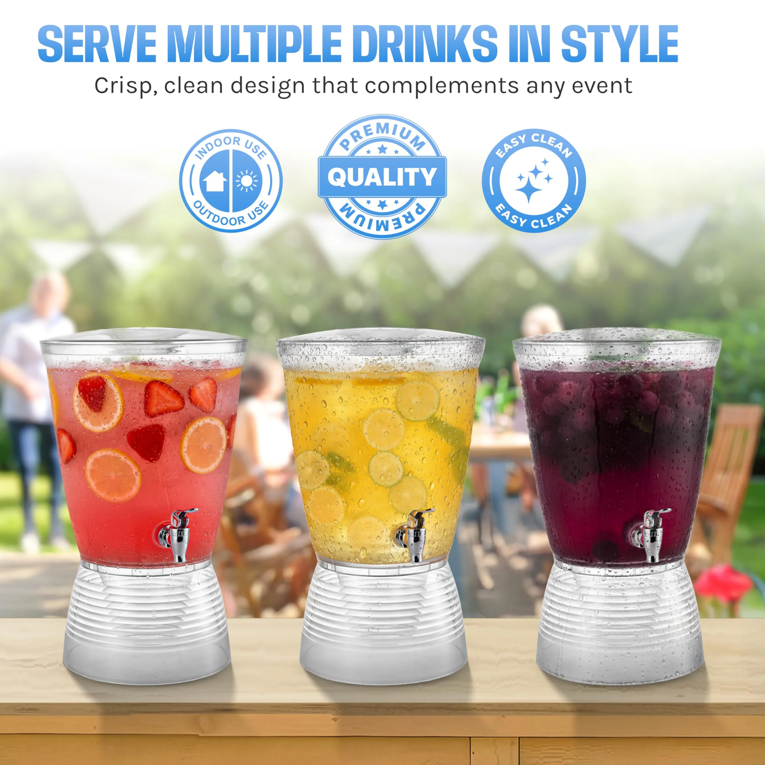 Drink Dispenser for Parties (2.5 Gallon) Large Plastic Water Dispenser for Counter Tops, No Mess, Easy to Assemble & Wash, Up to 40 Drinks, For Drinks, Juice, Punch & Water (1 Pack) - Image 3