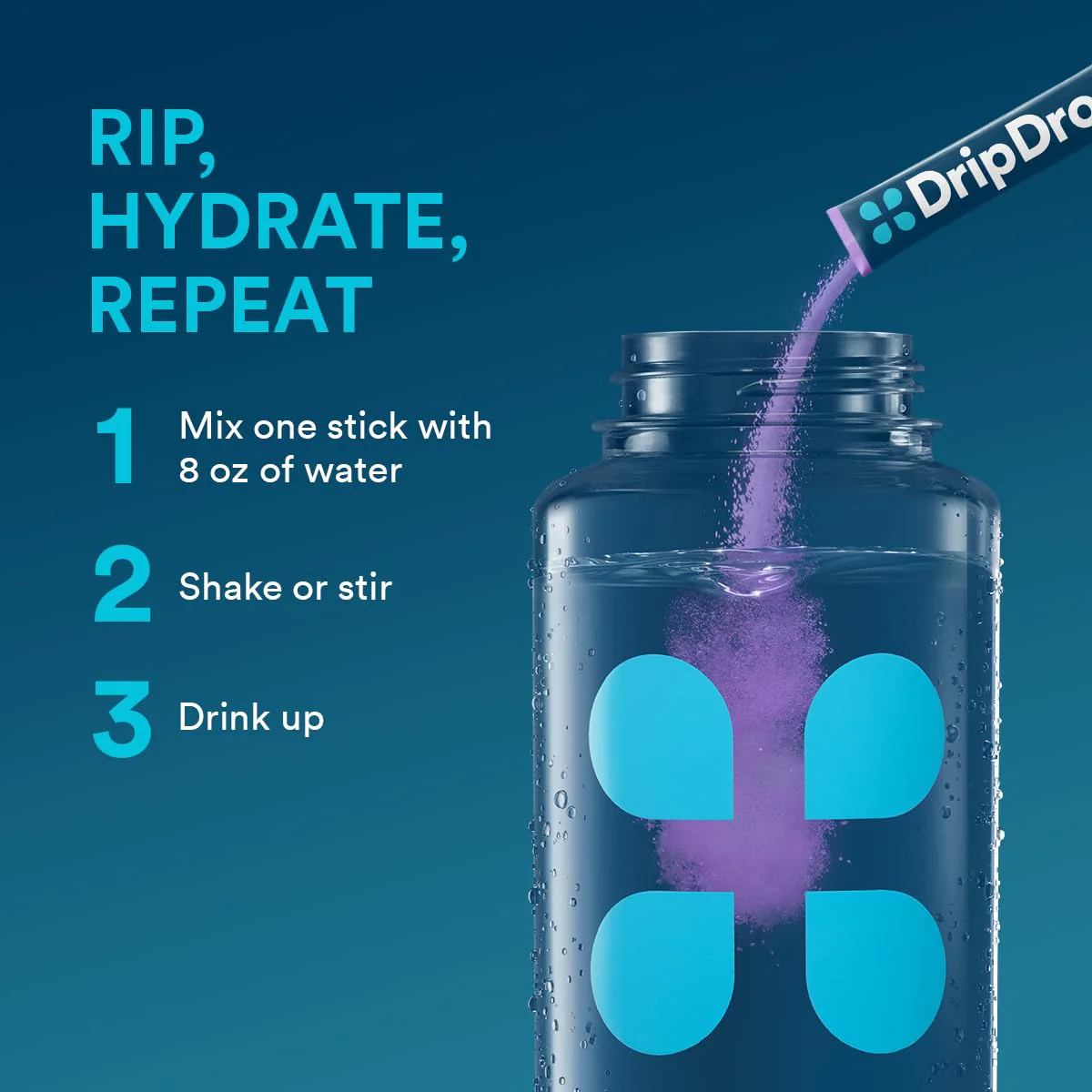 DripDrop Hydration Packets - Grape - Single Serve Electrolytes Powder Drink Mix - Non-GMO, Gluten Free, Vegan - 32 Sticks - Image 4