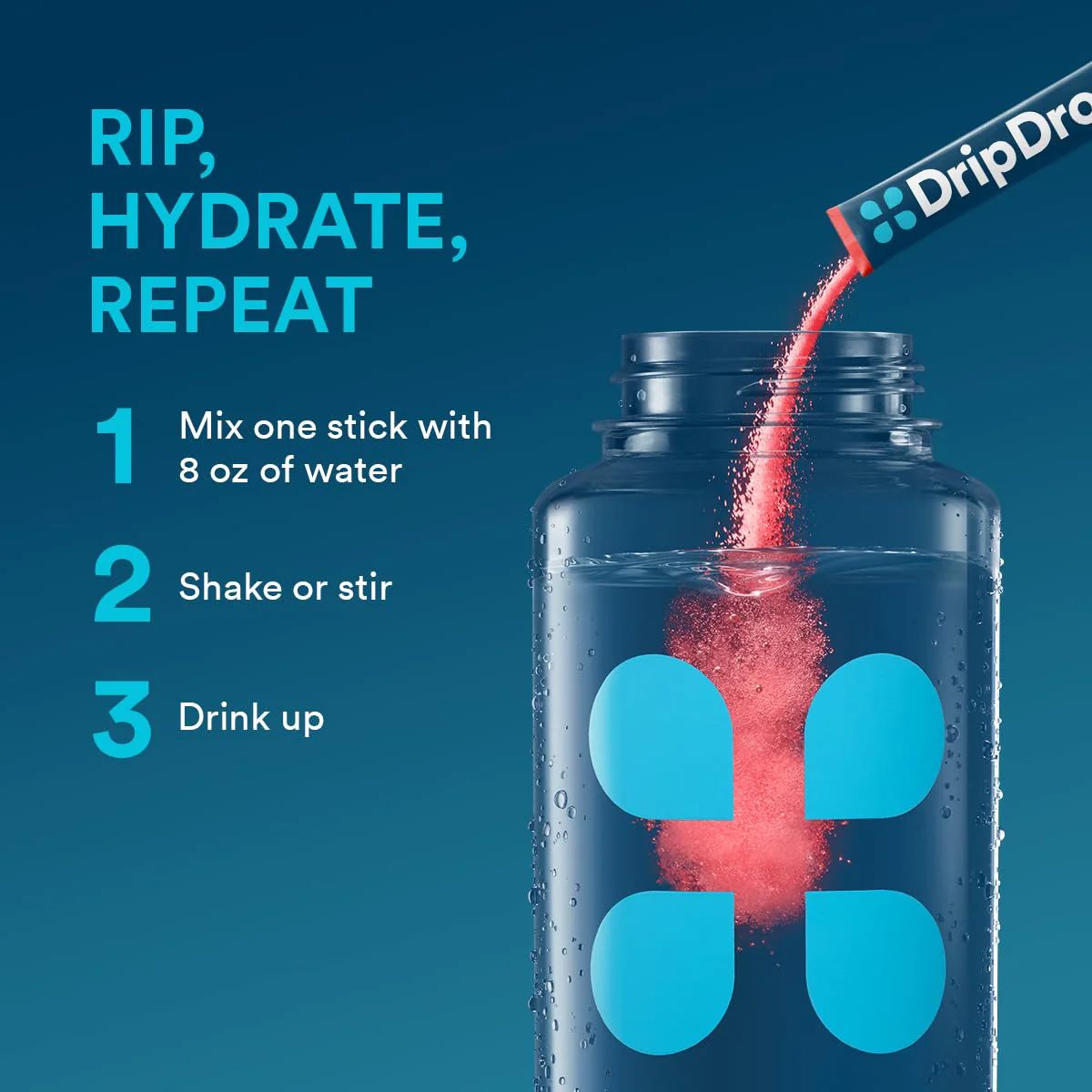 DripDrop Hydration Packets - Juicy Variety Pack - Single Serve Electrolytes Powder Drink Mix - Grape, Fruit Punch, Strawberry Lemonade, Cherry - Non-GMO, Gluten Free, Vegan - 32 Sticks - Image 4