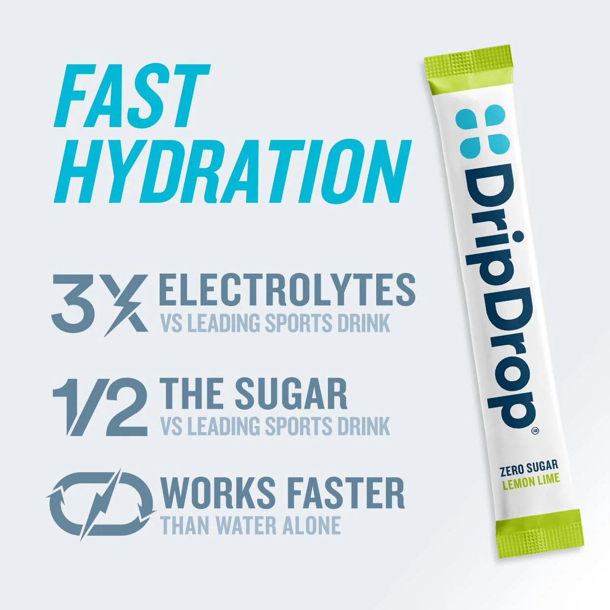 DripDrop Sugar Free Hydration Packets - Zero Lemon Lime - Single Serve Electrolytes Powder Drink Mix - Non-GMO, Gluten Free, Vegan - 32 Sticks - Image 9