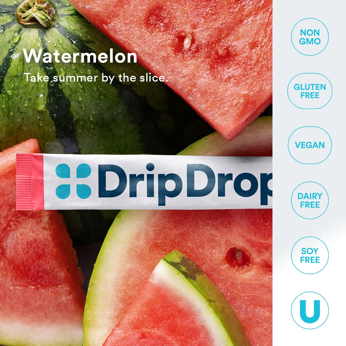 DripDrop Sugar Free Hydration Packets - Zero Watermelon - Single Serve Electrolytes Powder Drink Mix - Non-GMO, Gluten Free, Vegan - 32 Sticks - Image 3