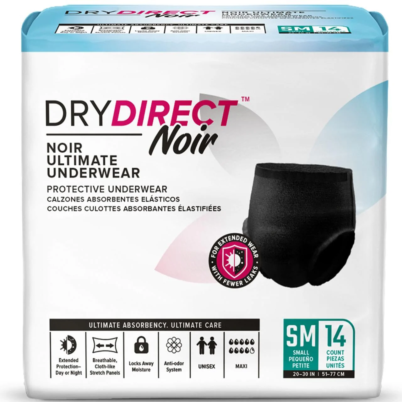 Dry Direct Noir Ultimate Protective Underwear (Small - Pack of 14) by Parentgiving