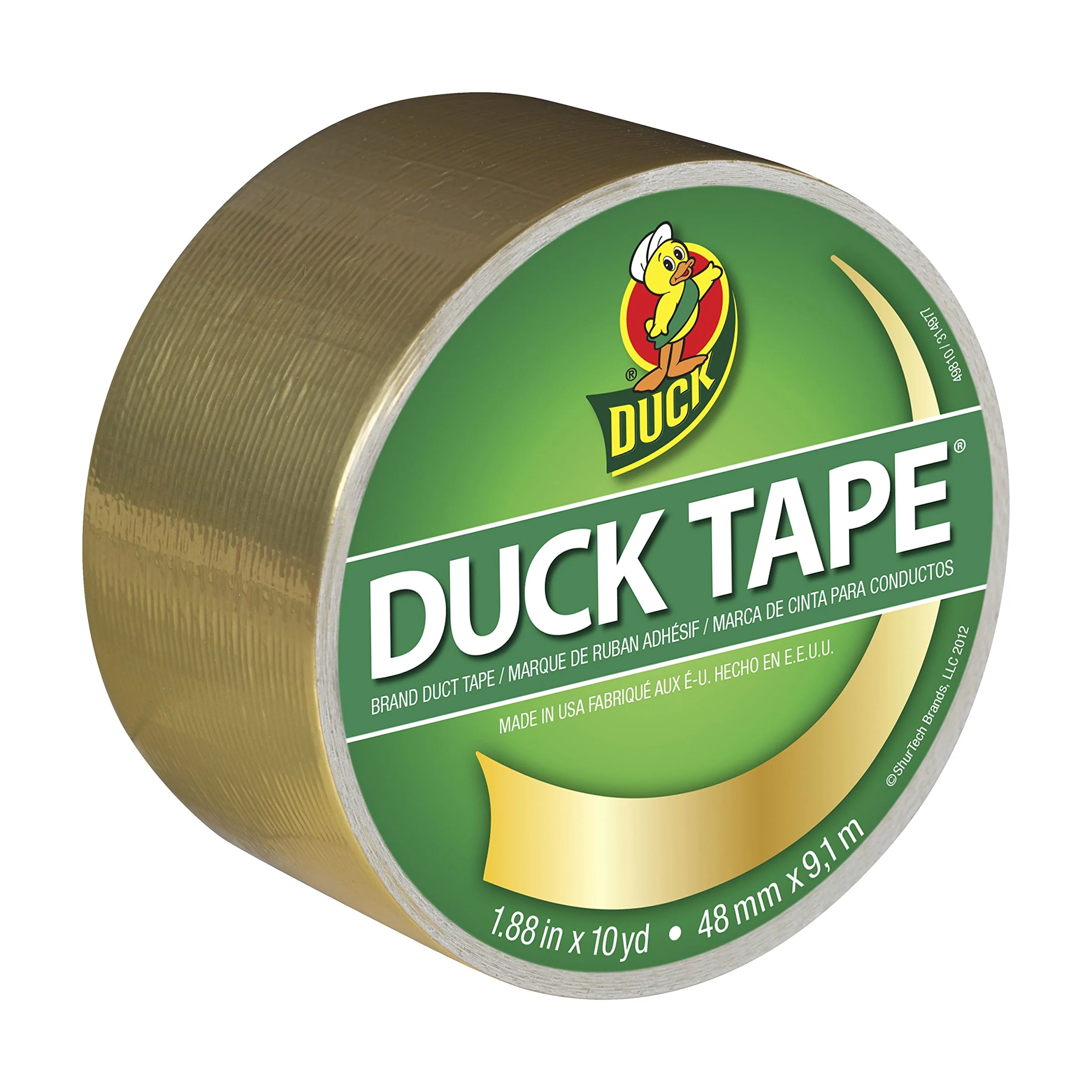Duck 280748 Duct Tape Single Roll, 1.88 Inches x 10 Yards, Metallic Gold