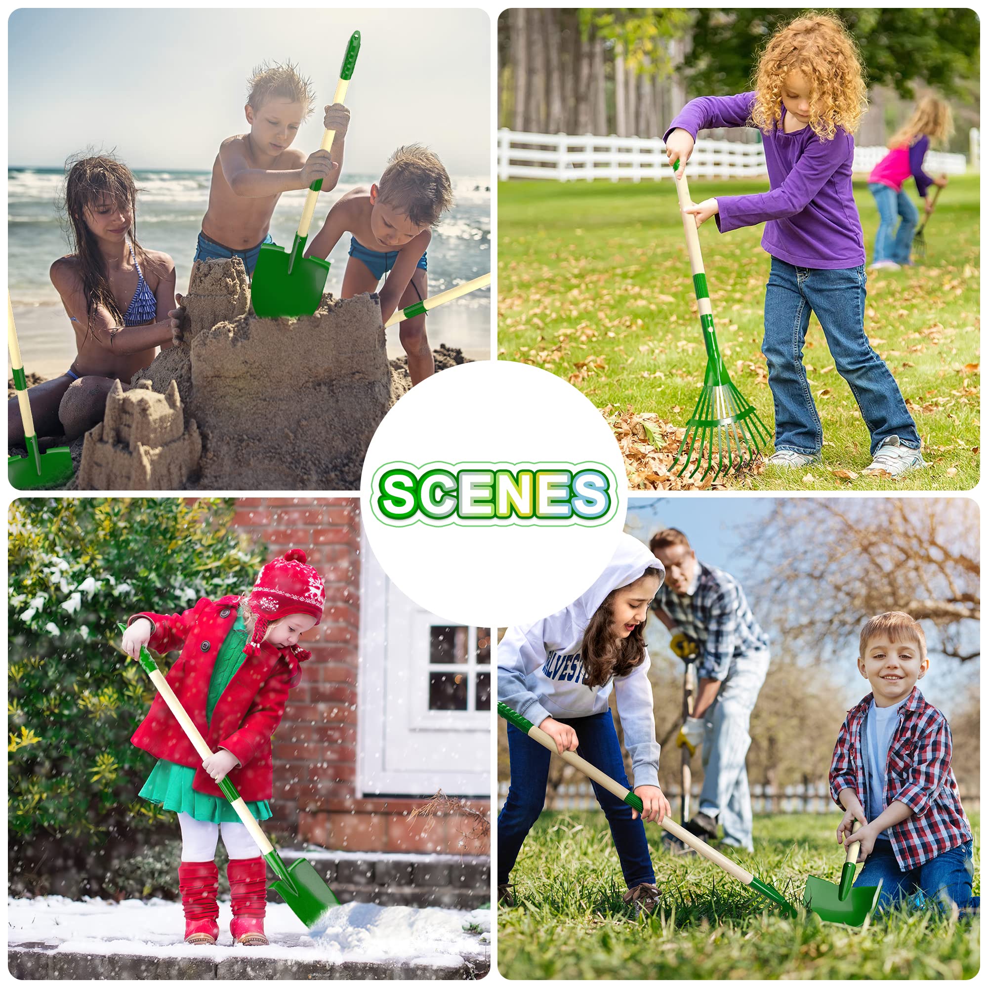 Duckura Kids Gardening Tools Set - 7pcs Garden Tool for Kids with Shovel, Rake, Hoe, Leaf Rake, Outdoor Summer Yard Lawn Digging Weed Toys, Christmas Birthday Gifts for Boys Girls Age 3 4 5 Years Old - Image 5