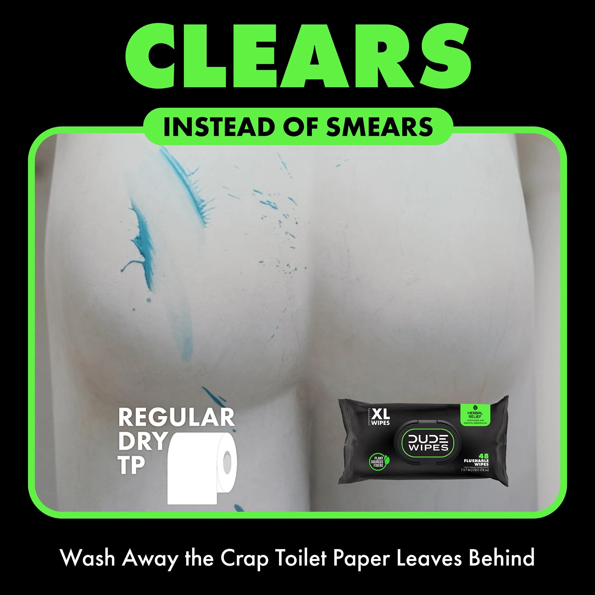 DUDE Wipes - Flushable Wipes for Adults - 6 Pack, 288 Wipes - Odor Destroyer XL Adult Wet Wipes - Deodorizing with Clean Scent - Up to 24 Hours of Odor-Destroying Technology - Image 21