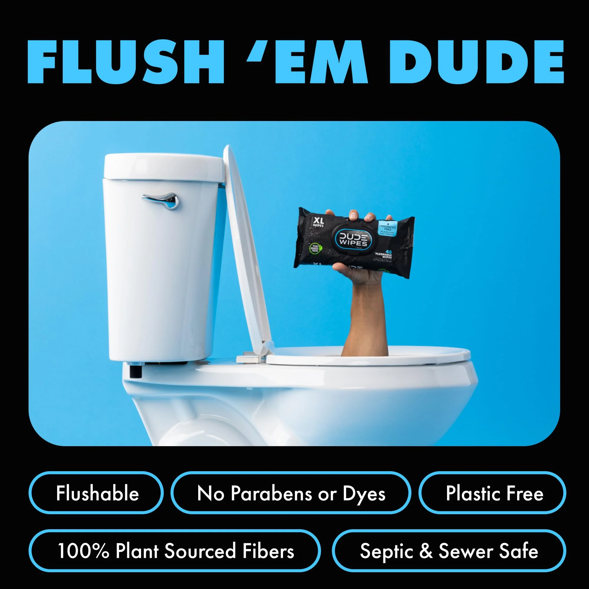 DUDE Wipes - Flushable Wipes for Adults - 6 Pack, 288 Wipes - Odor Destroyer XL Adult Wet Wipes - Deodorizing with Clean Scent - Up to 24 Hours of Odor-Destroying Technology - Image 37