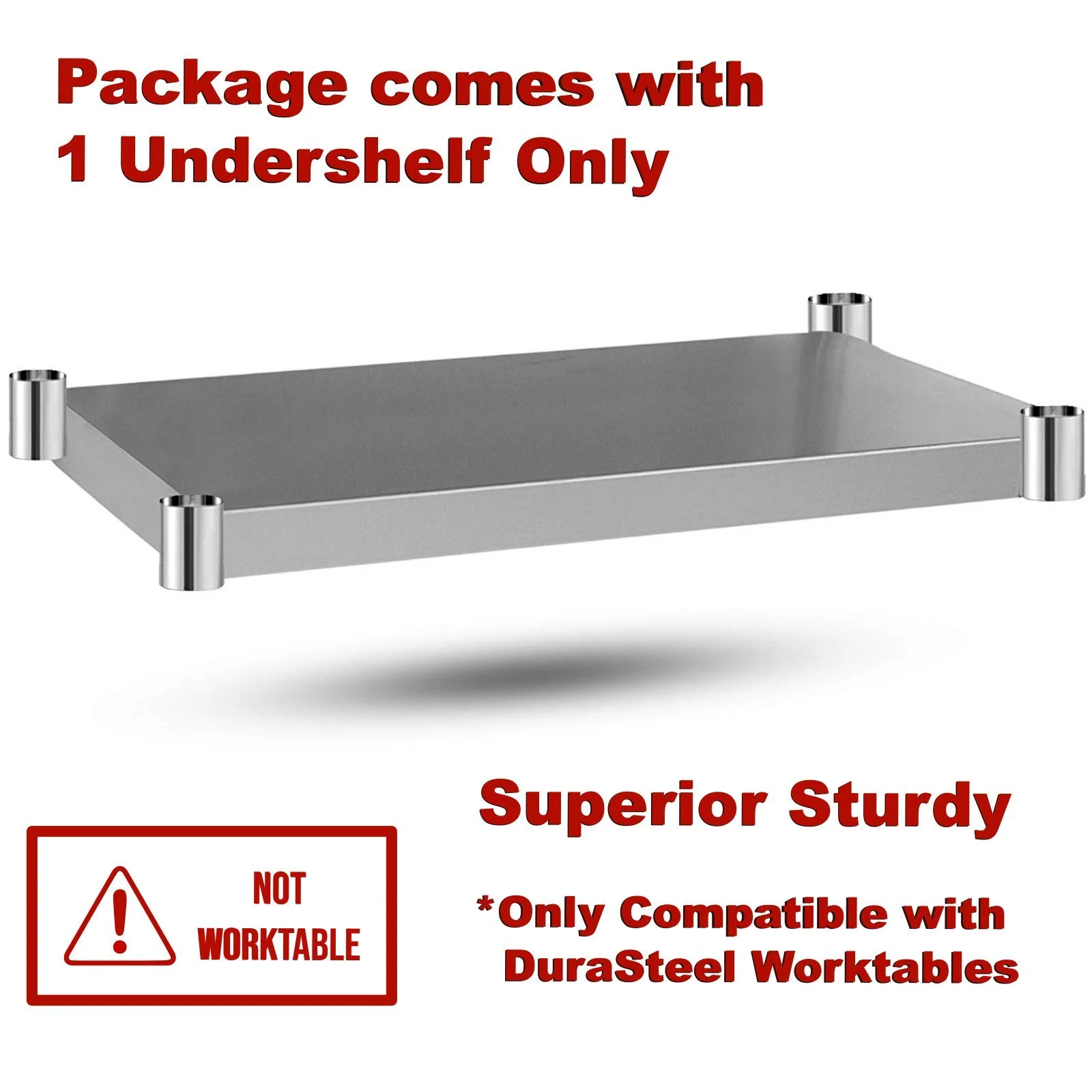 DuraSteel Galvanized Under Shelf for Work Tables - Extra Adjustable Lower Shelf for 30" x 24" Stainless Steel and Wooden Worktables - Fits for use in Restaurant, Warehouse, Home, Kitchen, Garage - Image 5